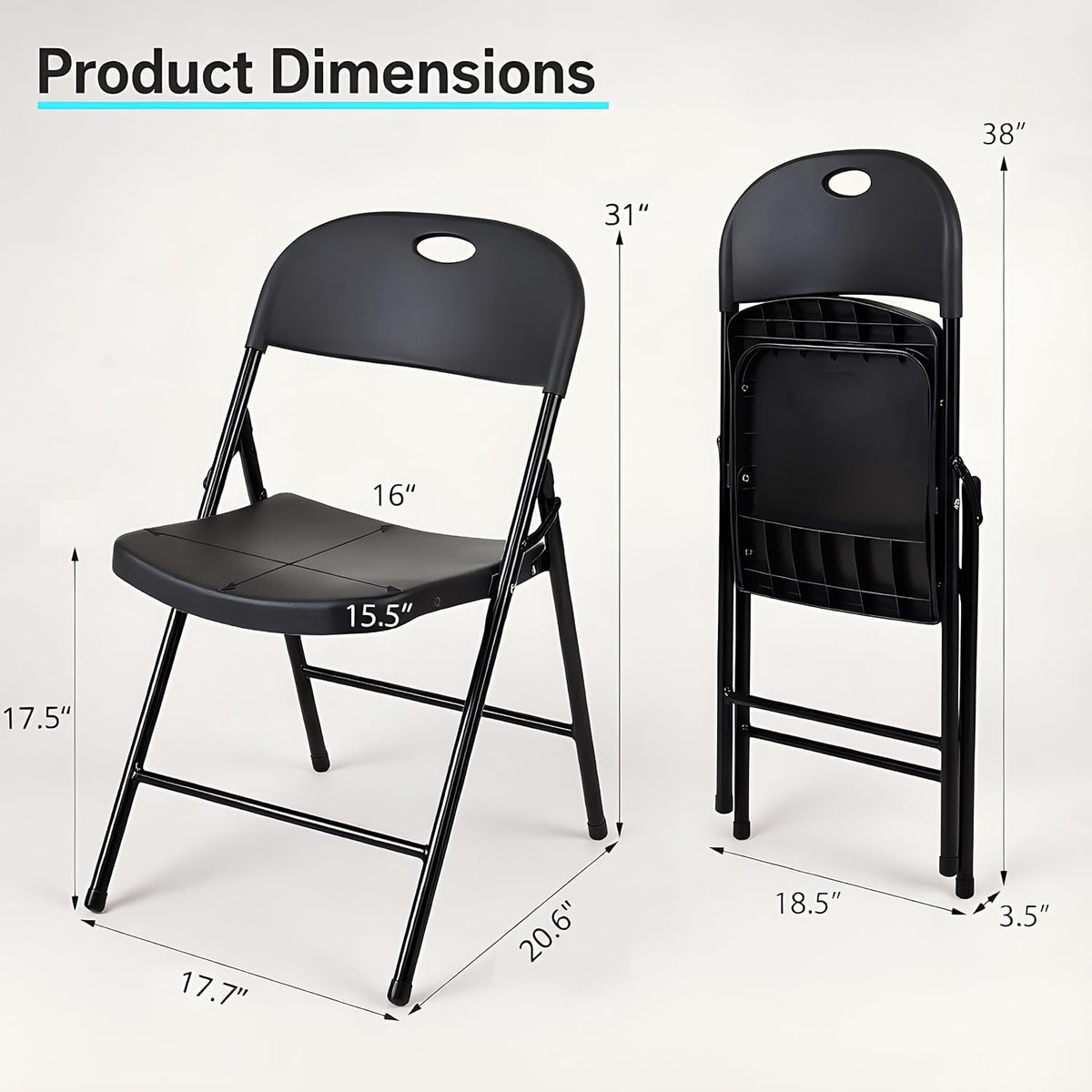 VECELO Folding Chairs 4 Pack for Indoor/Outdoor Use