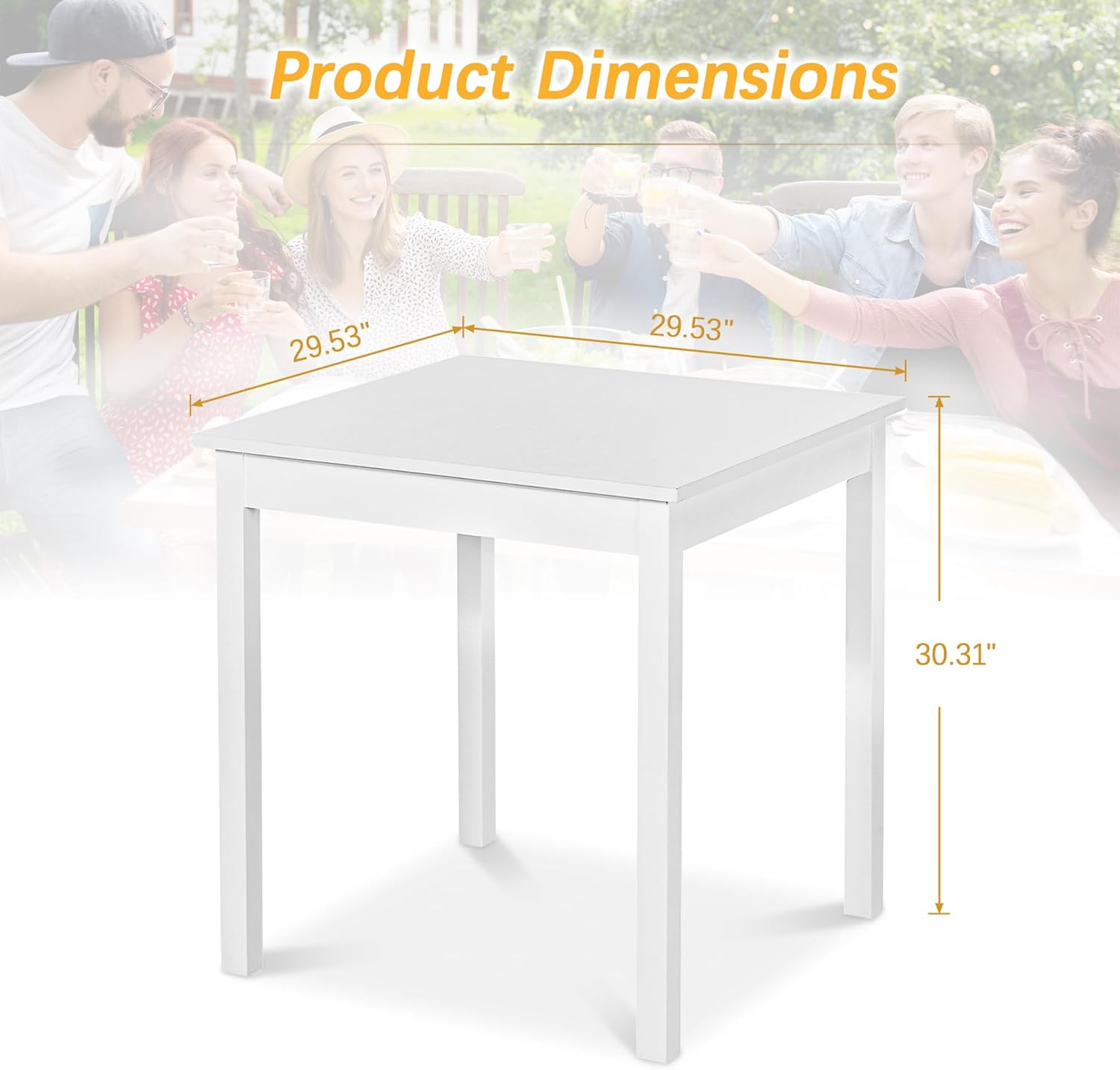 VECELO Square Dining Table for 2-4 People