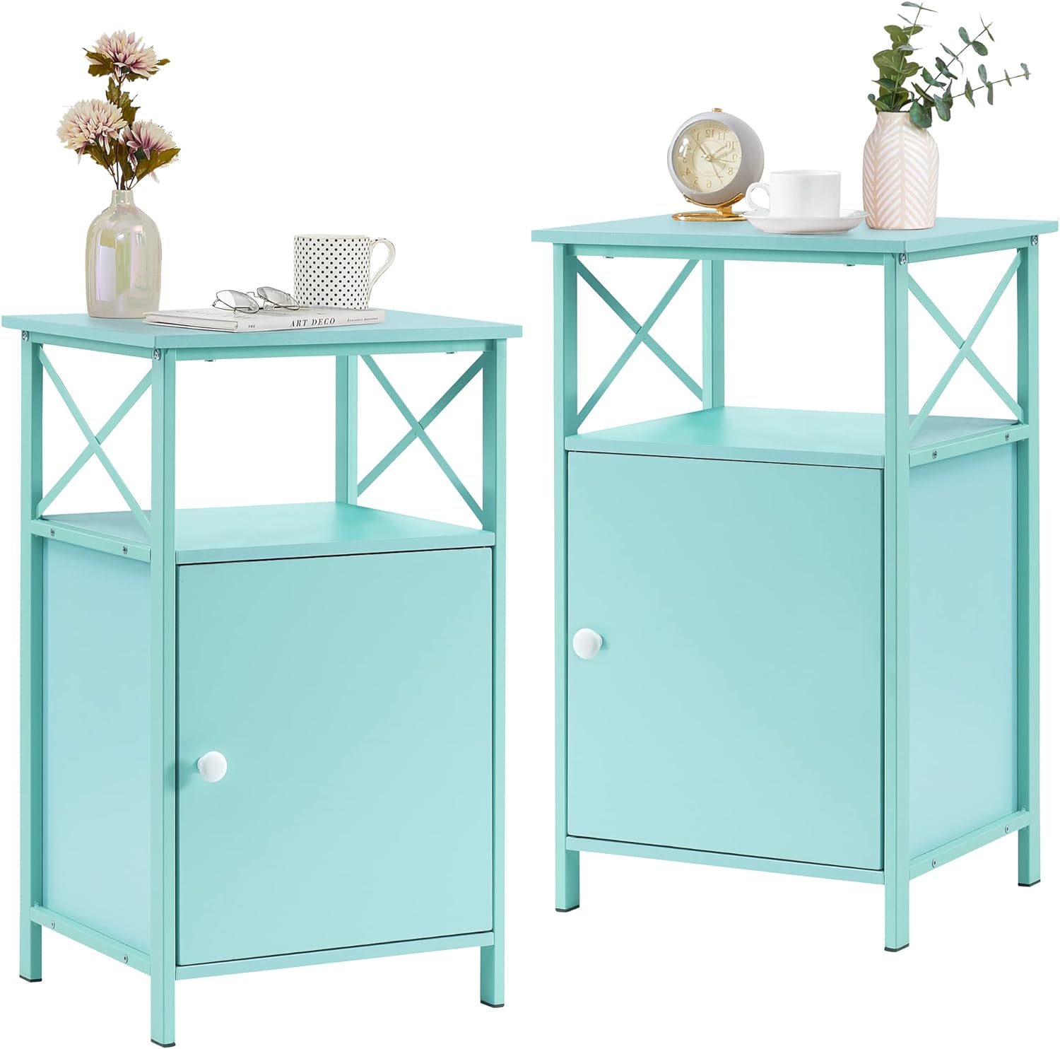 VECELO Tall Side Storage, Large Capacity Bedside Nightstand