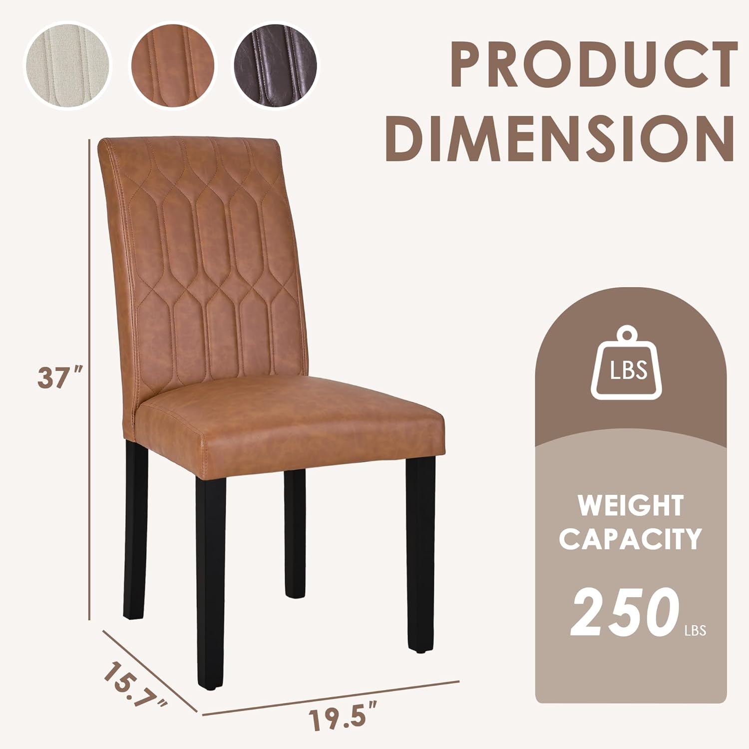 VECELO Upholstered Dining Chairs Set of 2