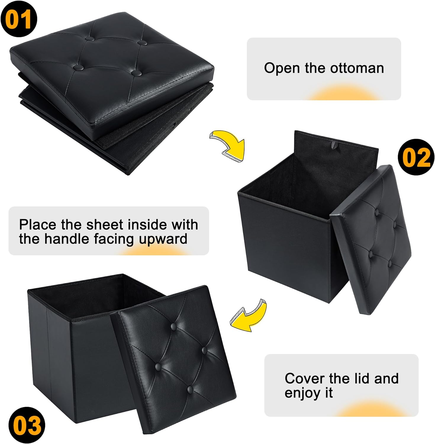 VECELO Storage Ottoman Bench End of Bed 43'' Footstool Footrest Stool Shoestool for Bedroom Hallway Entraway Living Room