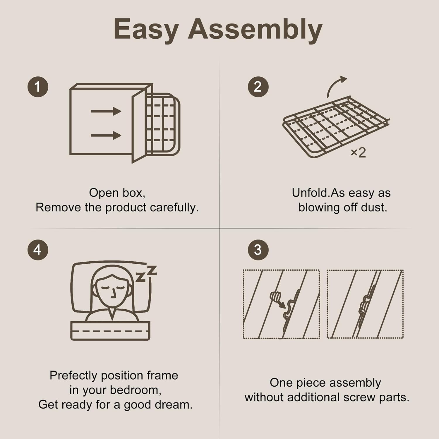 VECELO Metal Folding Bed Frame No Tools Required