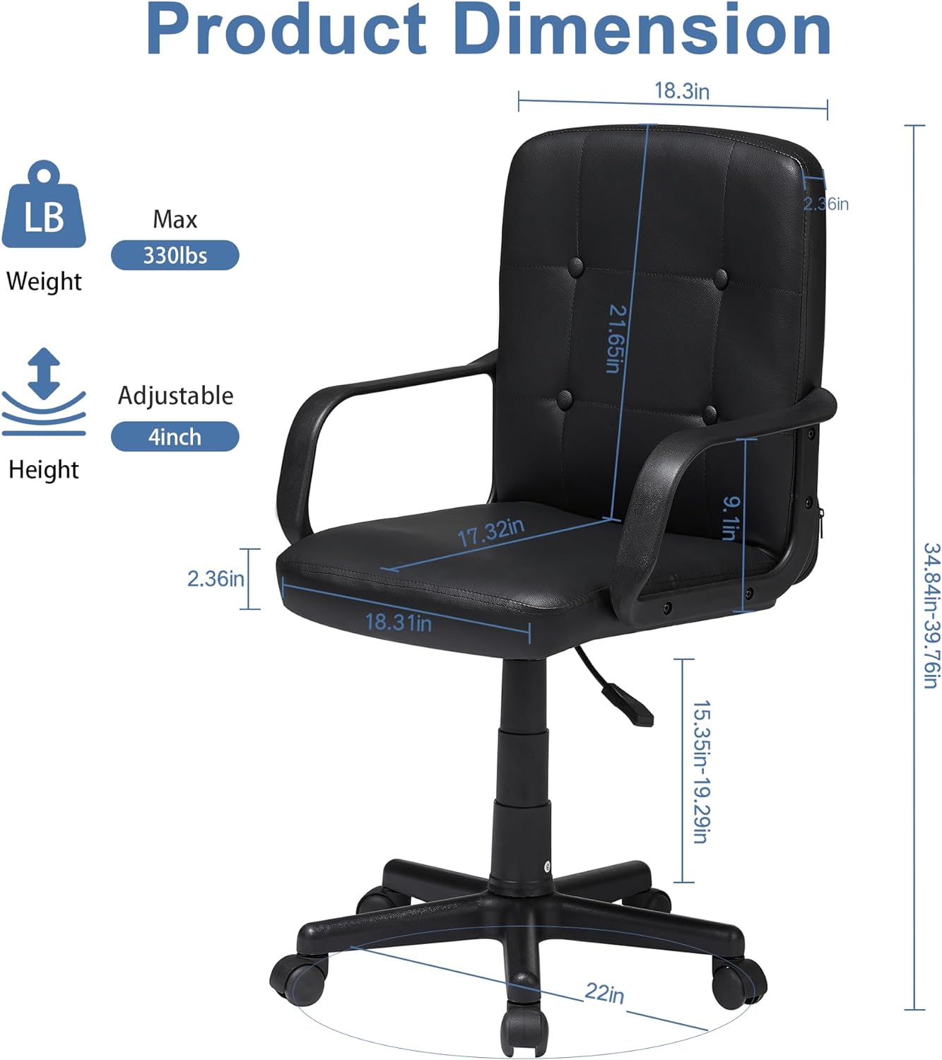 VECELO High Back Ergonomic Office Chair with Adjustable Headrest Armre