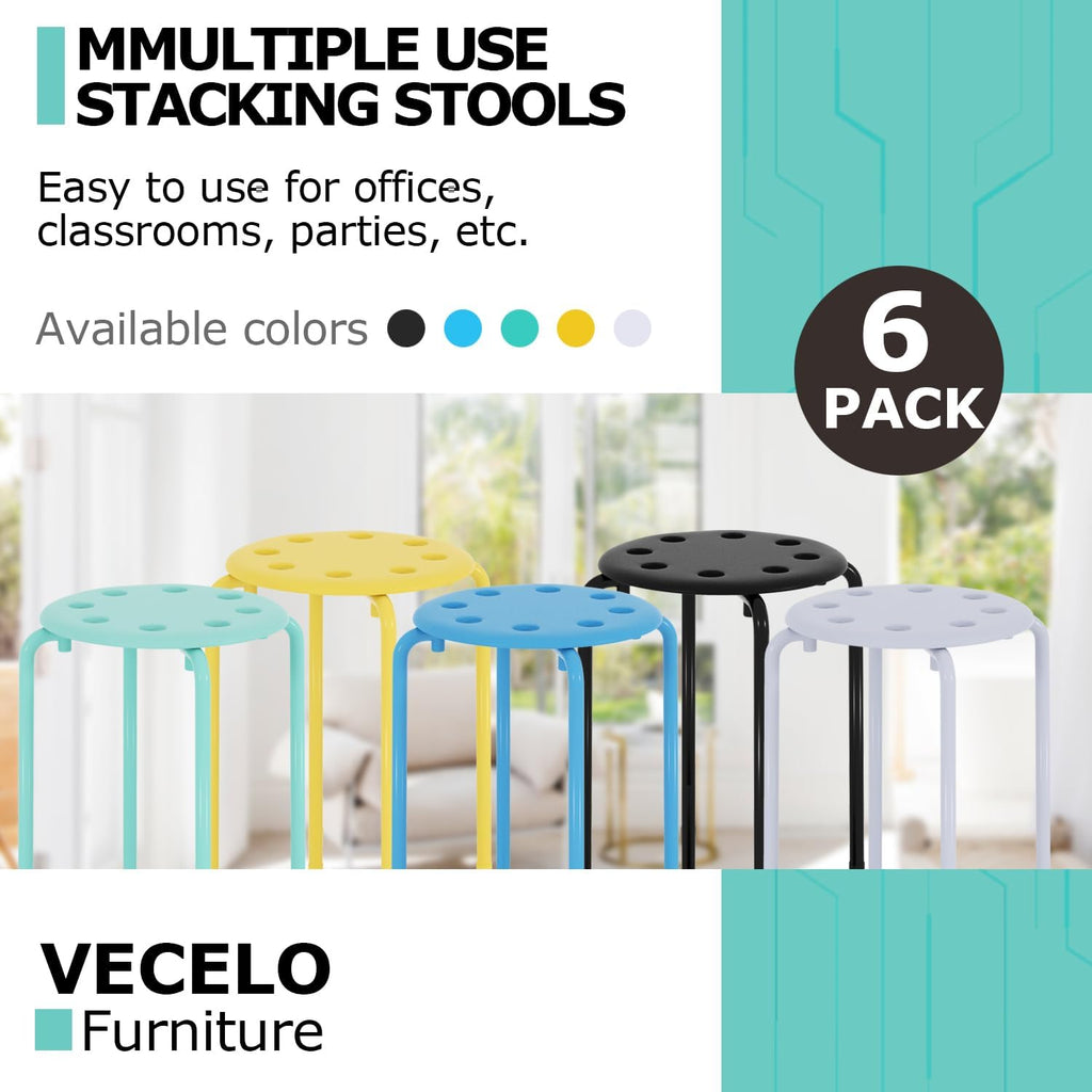 Stacking Spools VECELO 6-Piece Stacking Stools, 17.7 Inch Standard Height