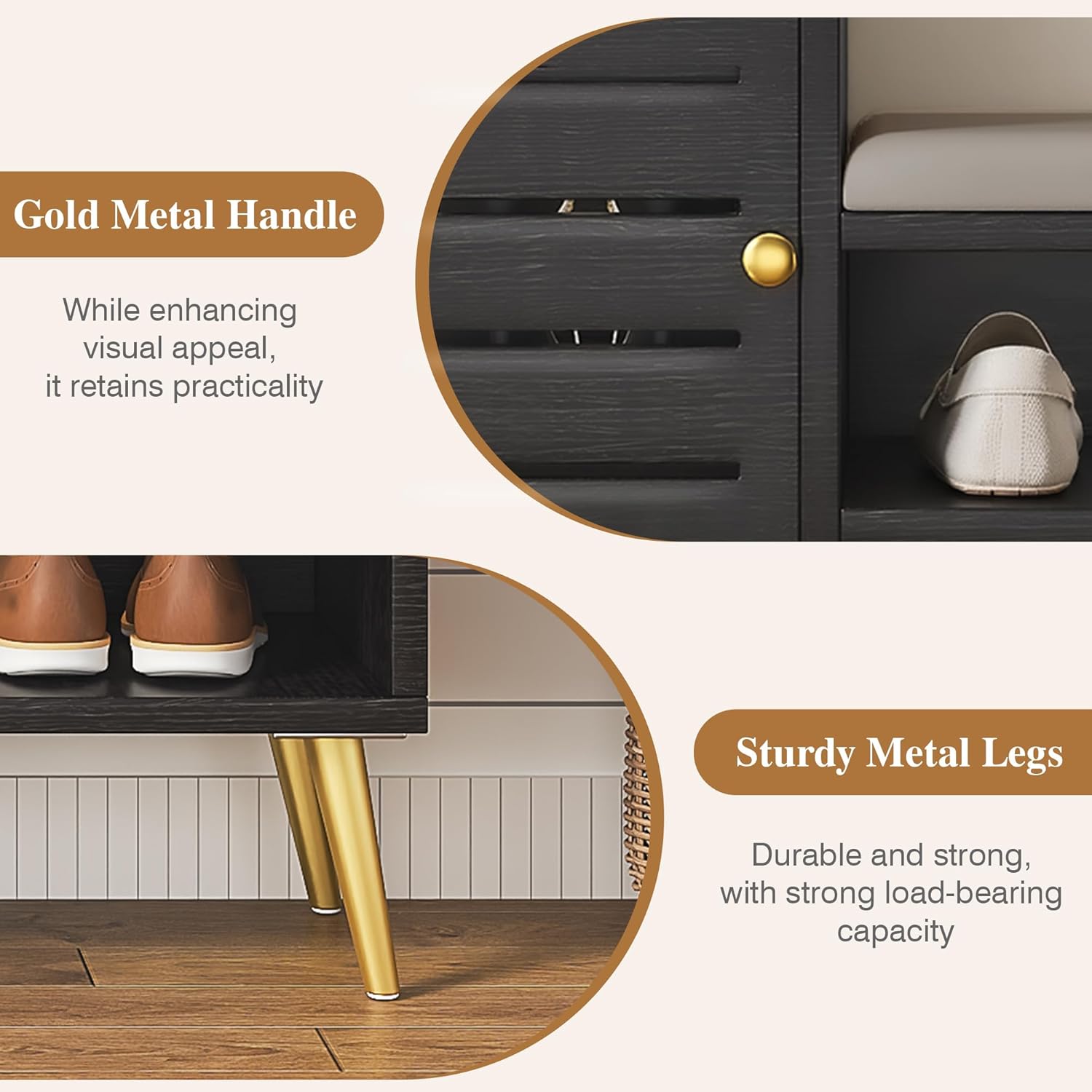 VECELO Shoe Storage Bench with Door&Shelf