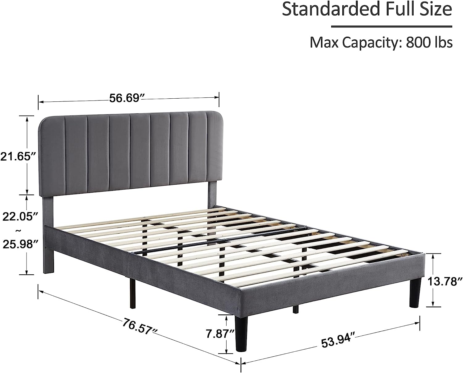 VECELO Upholstered Platform bedframe with Adjustable Headboard