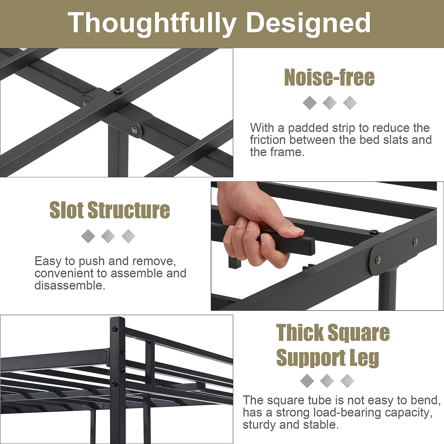 VECELO Platform Bed Frame Mattress Foundation with Headboard and Footboard