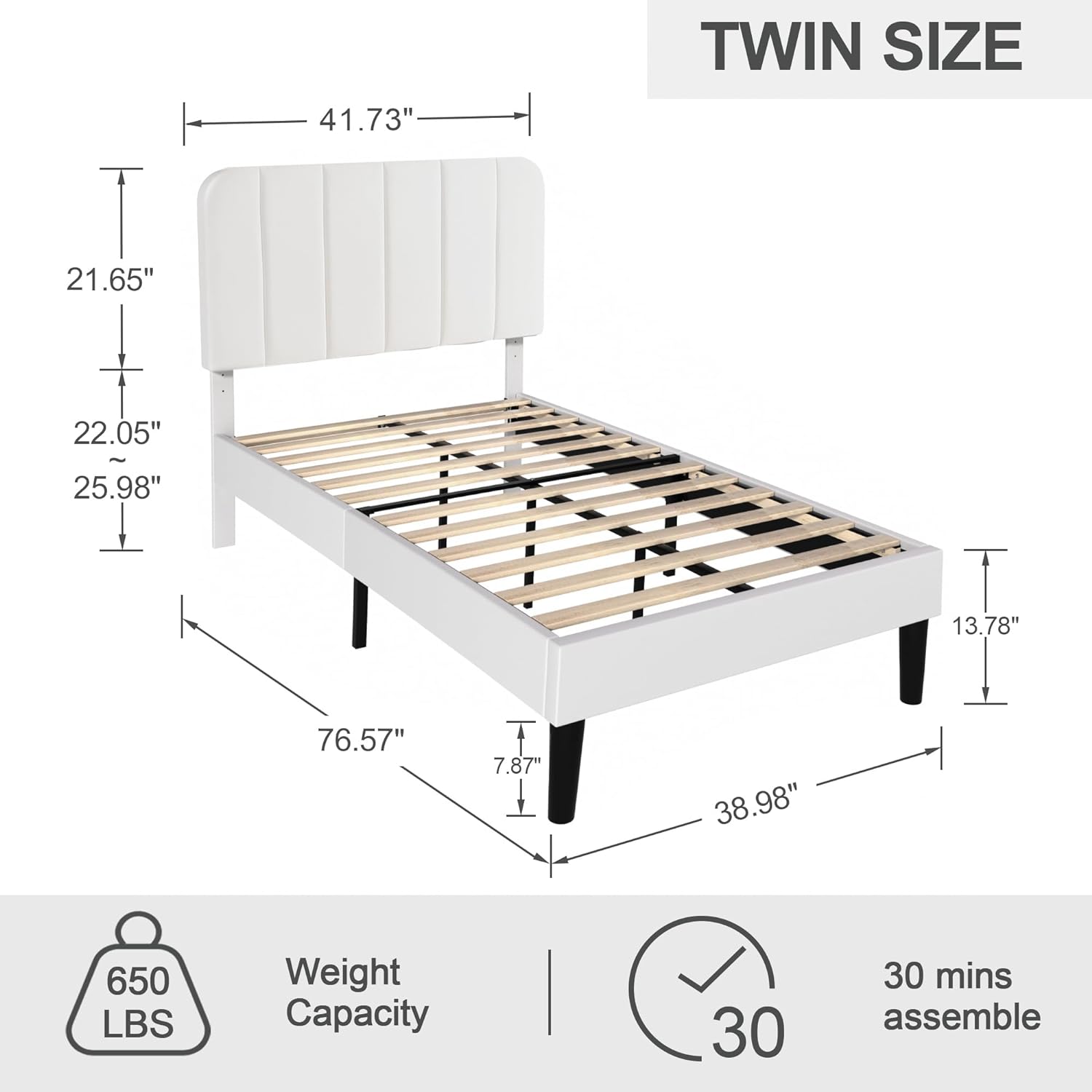 VECELO Upholstered Platform bedframe with Adjustable Headboard