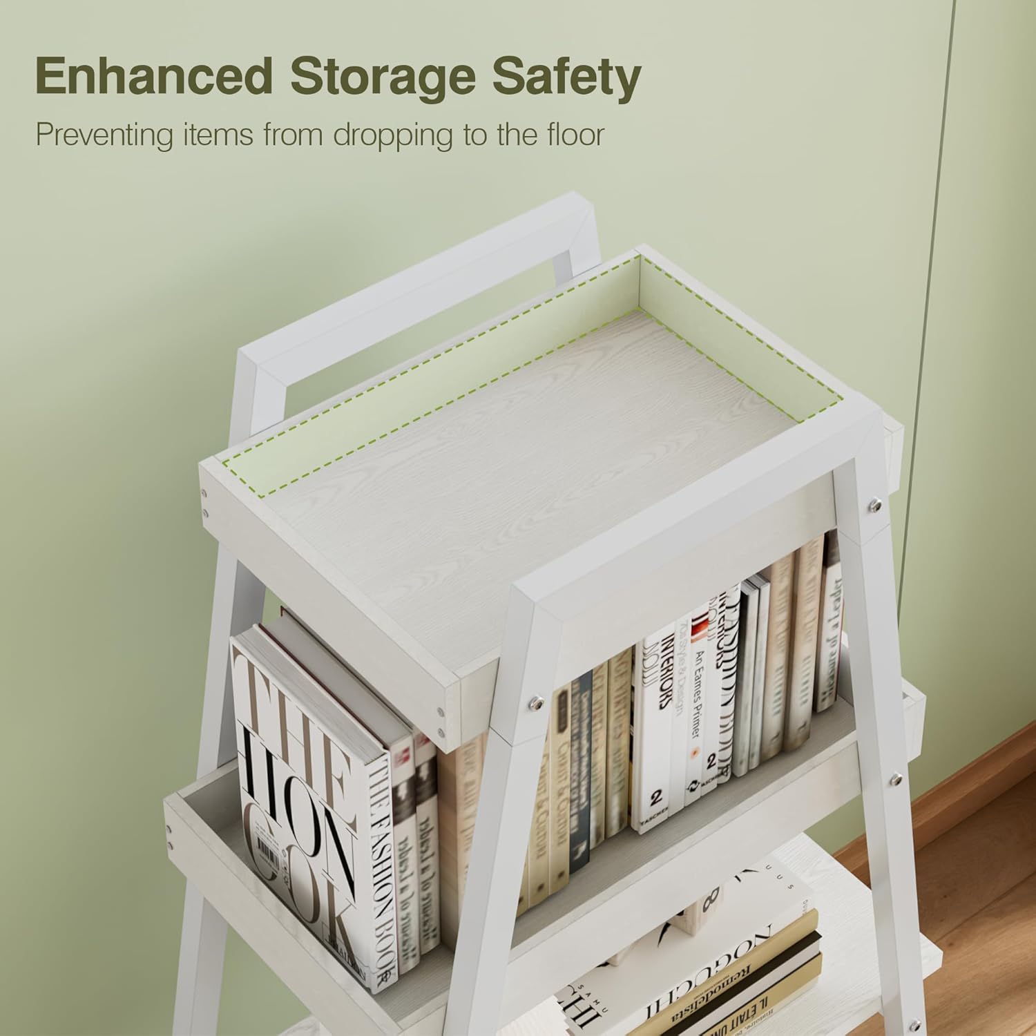 VECELO Ladder Shelf/Display Shelf 4 Tier Storage Bookcase Rack Wood & Steel