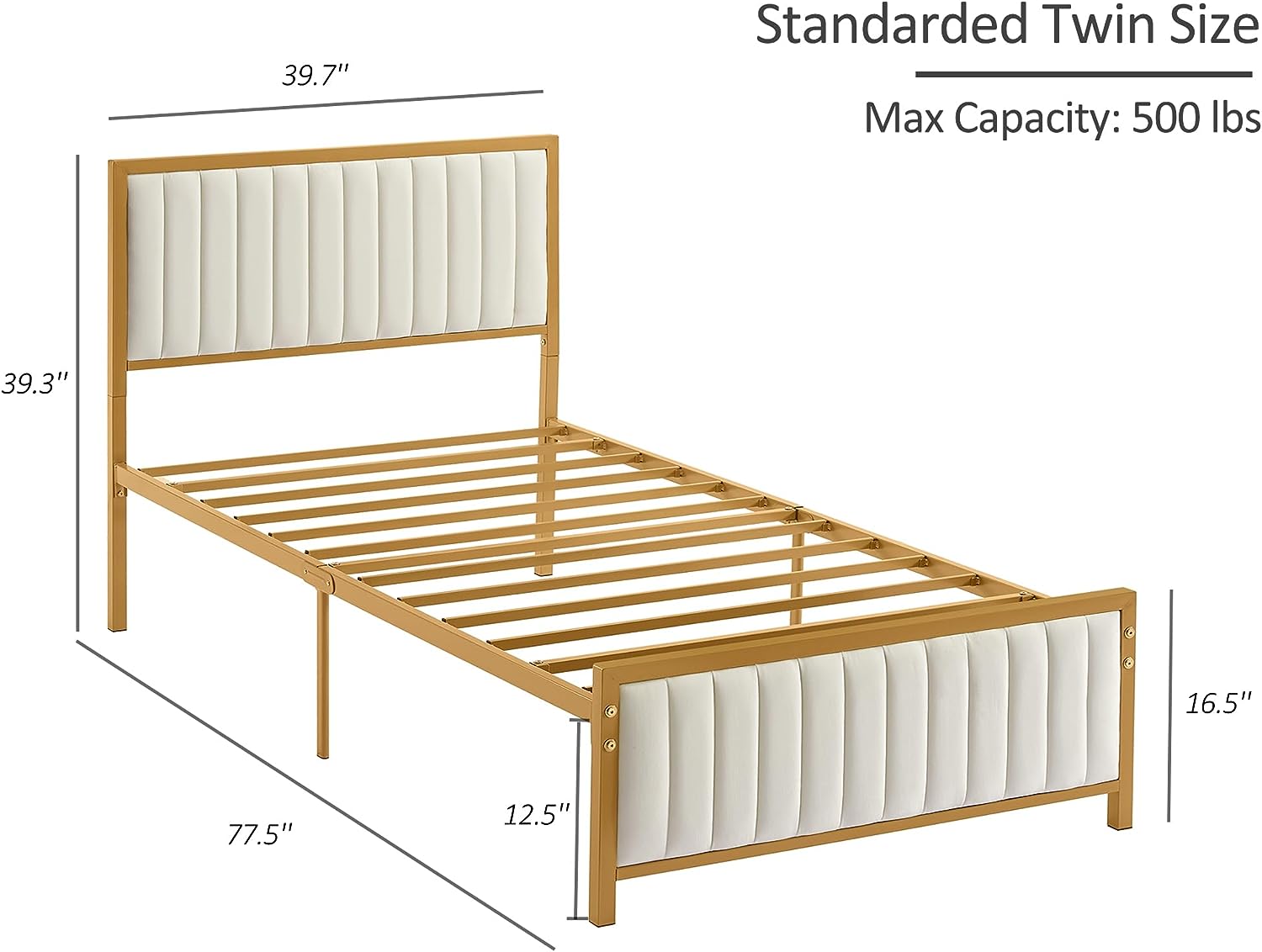 VECELO Bed Frame with Upholstered Tufted Headboard & Footboard