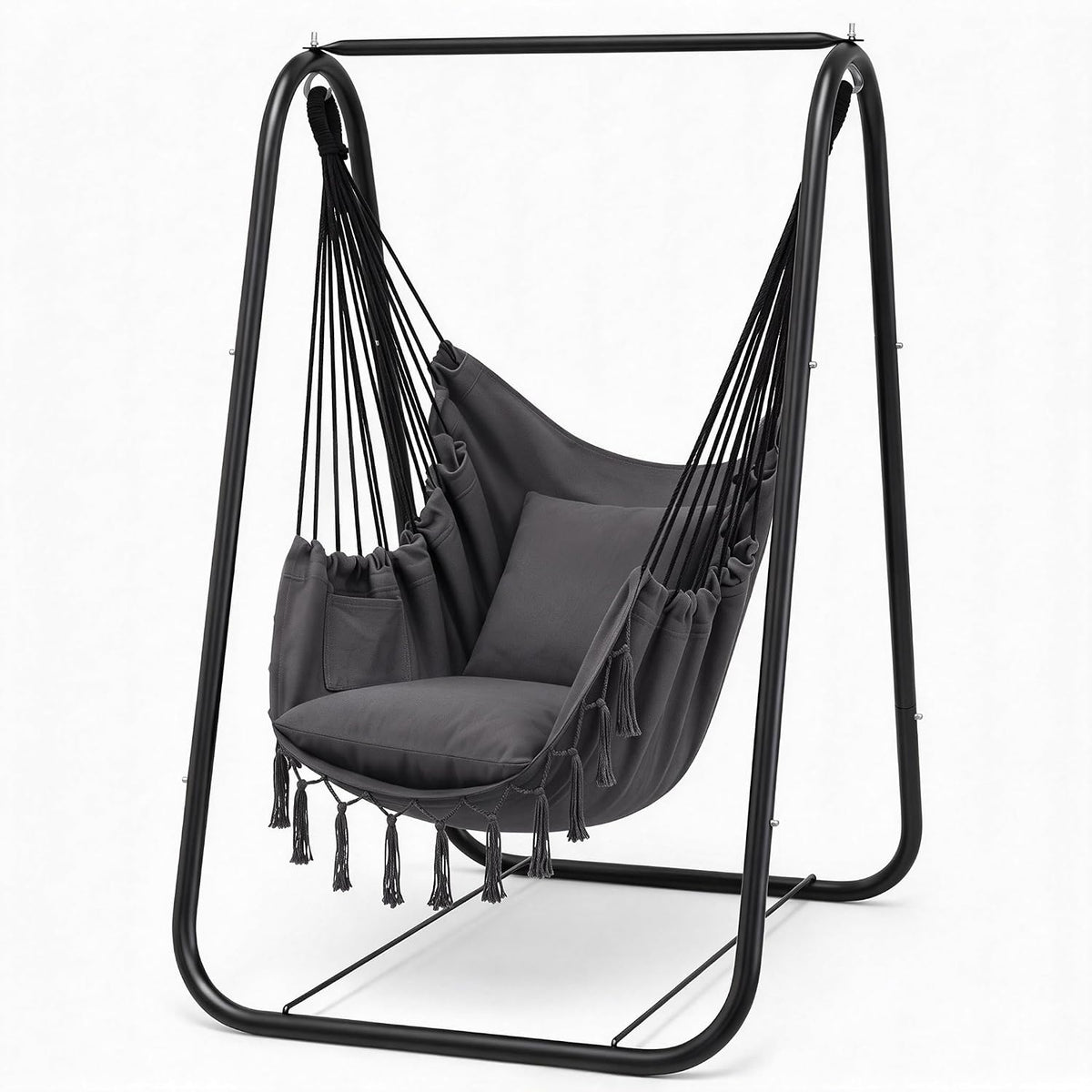 VECELO Hammock Chair with Stand Sturdy & Rustproof Frame with Anti-Tip Base