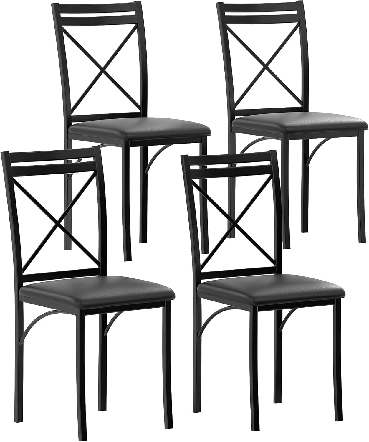 VECELO 36" Round Dining Table for 4, Faux Marble Dinette with Metal Frame for Kitchen - VECELO
