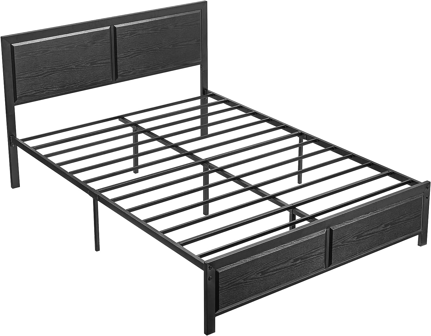 Platform Bed Frame/Mattress Foundation with Rustic Vintage Wood Headboard