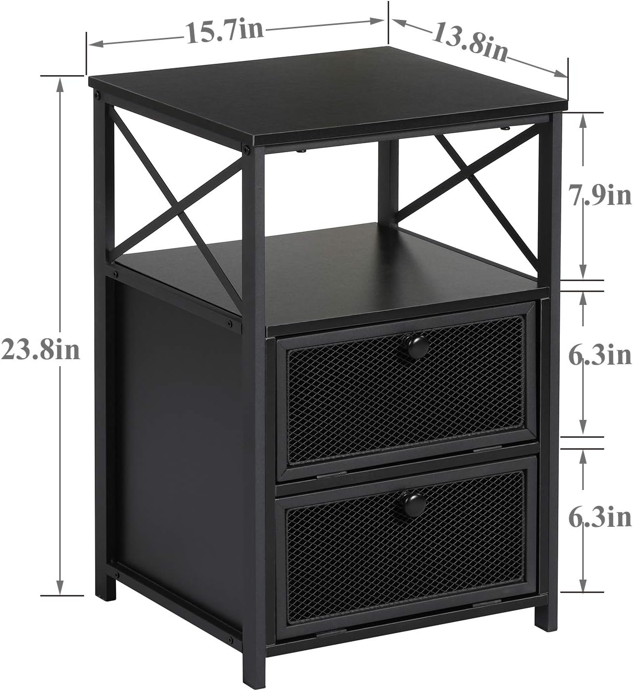 VECELO Nightstand, End Table with flip Drawer, 1 Pack/2 Packs