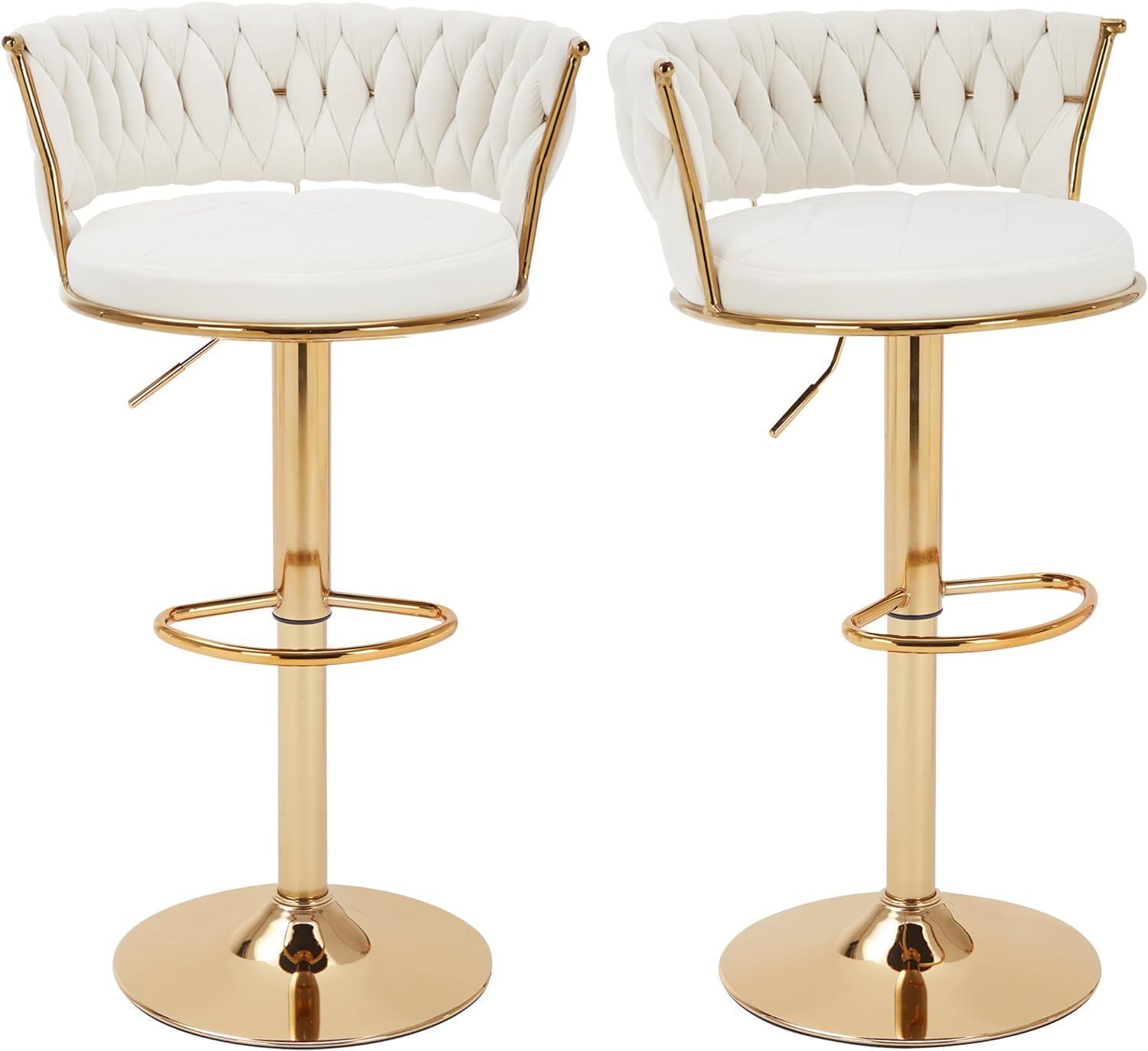 VECELO Bar Stools Set of 2, Adjustable Barstools Counter Height Stools with Back and Arm