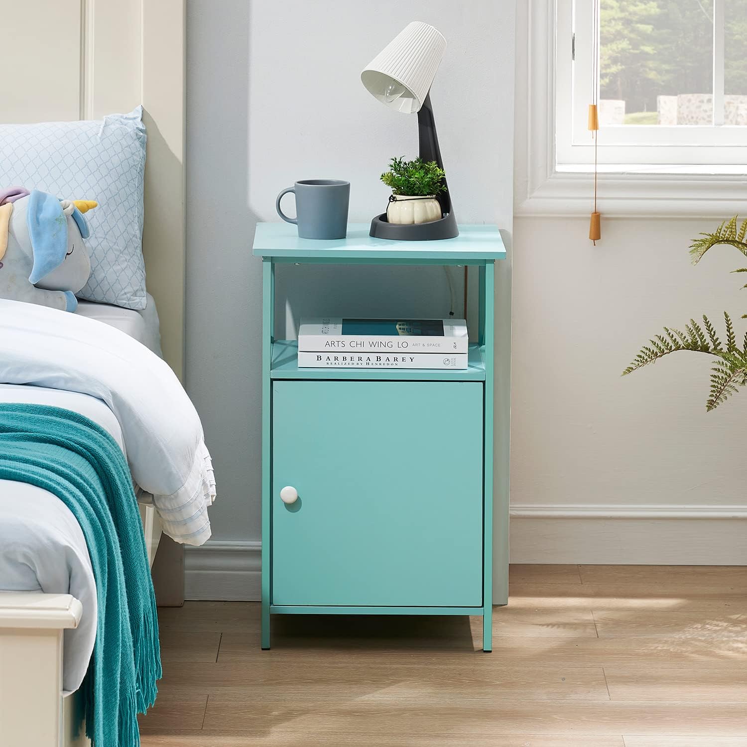 VECELO Tall Side Storage, Large Capacity Bedside Nightstand