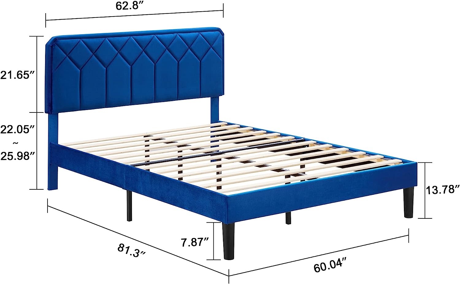 VECELO Premium Leather Upholstered Platform  Bed Frame with Height Adjustable Headboard and Footboard
