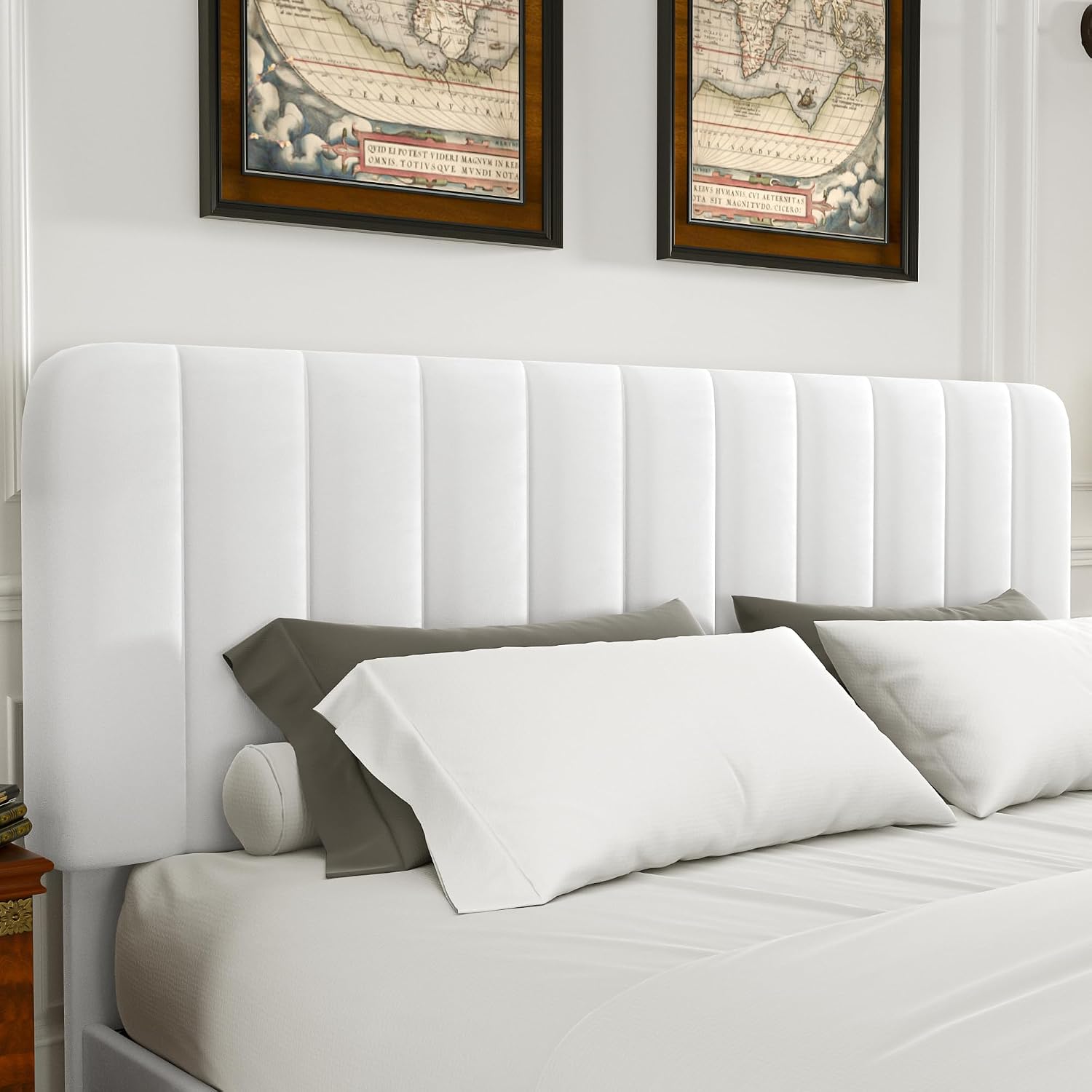 VECELO King Size Upholstered Bed Frame with 4 Drawers and Headboard