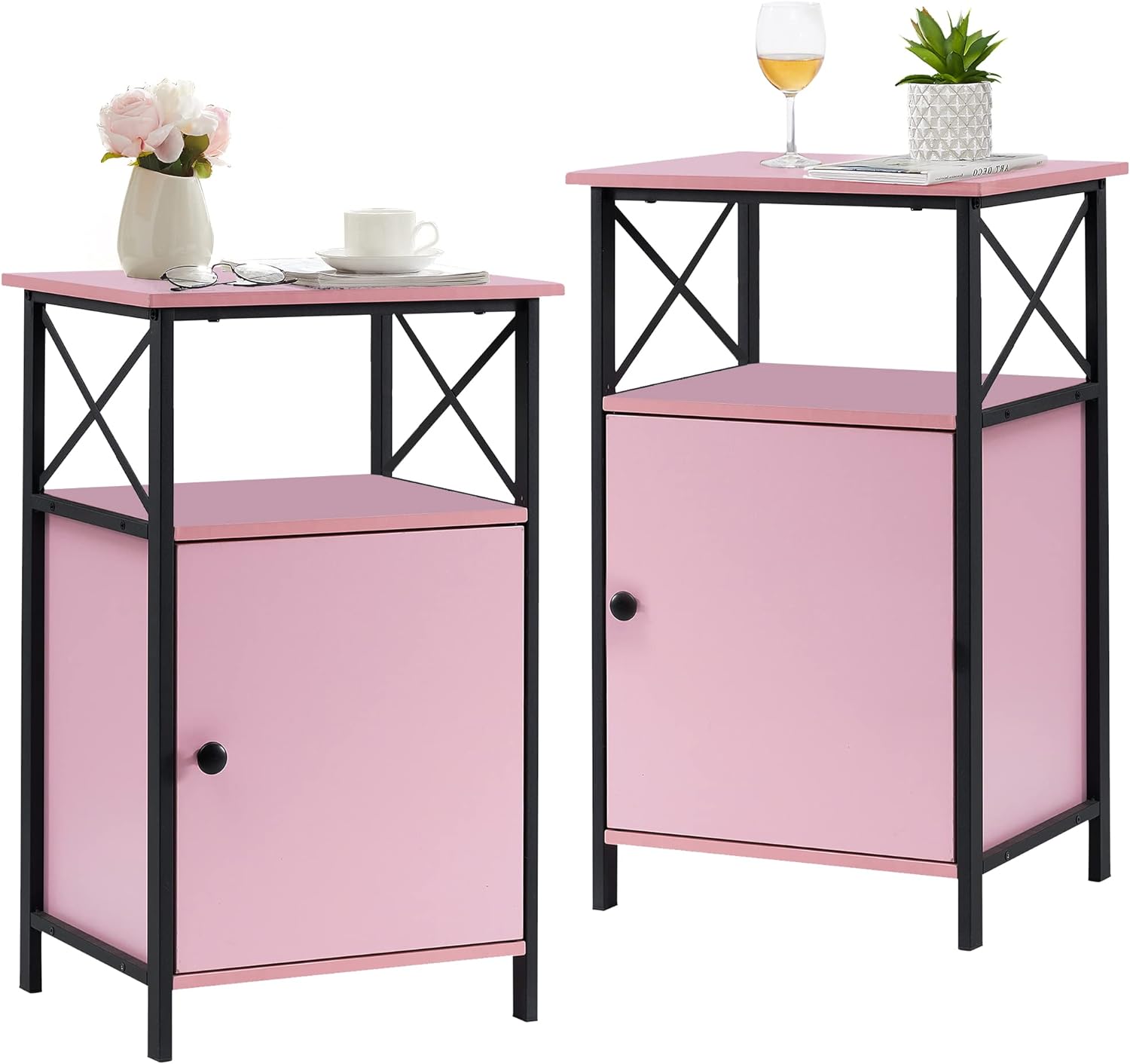 VECELO Tall Side Storage, Large Capacity Bedside Nightstand