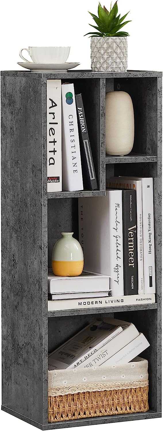VECELO Modern 3-Tier Small Bookcase, 4 Cube/5 Cube Bookshelf/Storage Organizer