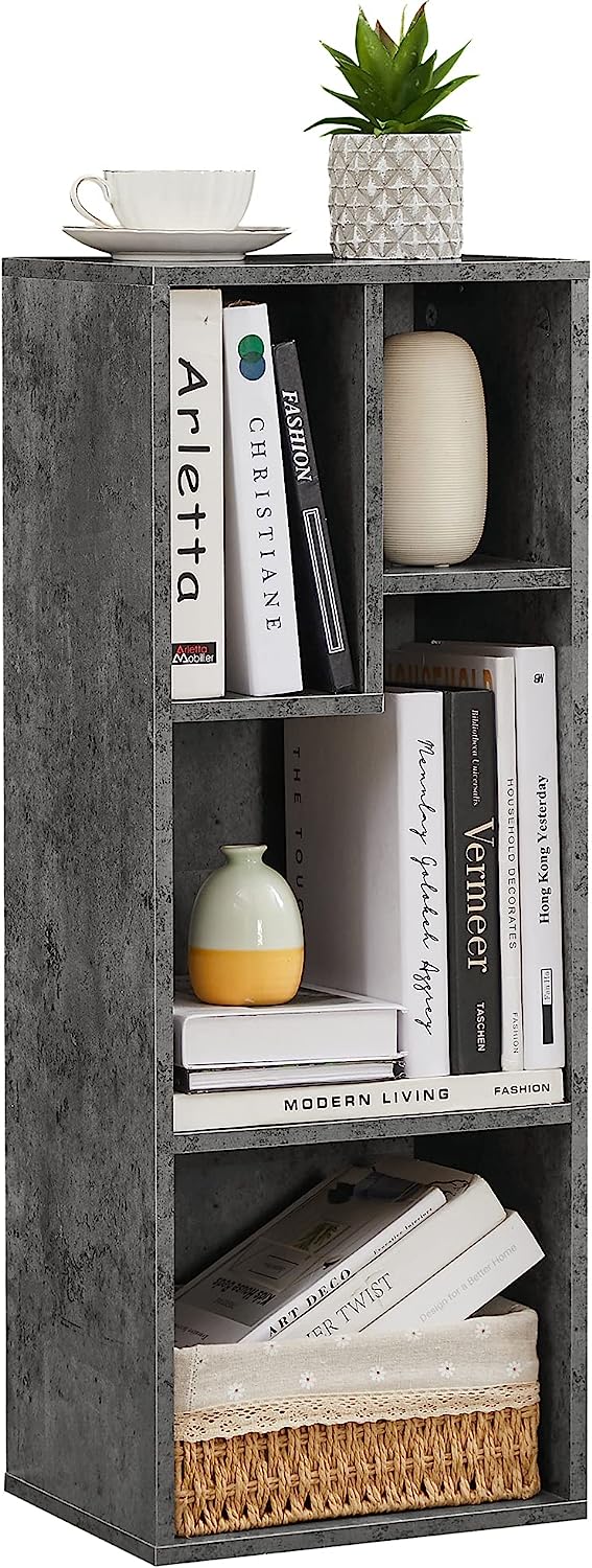 VECELO Modern 3-Tier Small Bookcase, 4 Cube/5 Cube Bookshelf/Storage Organizer for Living Room,Bedroom,Home Office