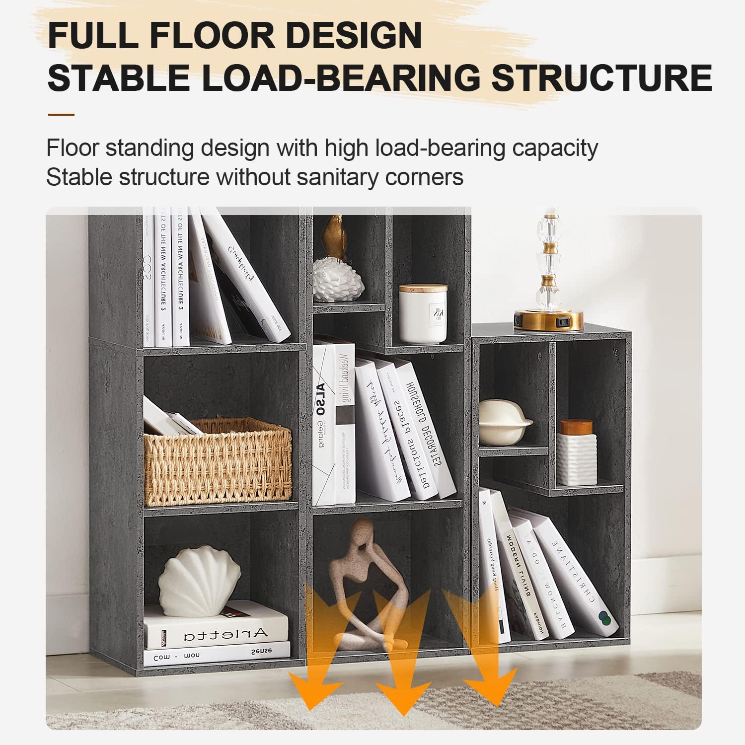 VECELO Modern 3-Tier Small Bookcase, 4 Cube/5 Cube Bookshelf/Storage Organizer for Living Room,Bedroom,Home Office