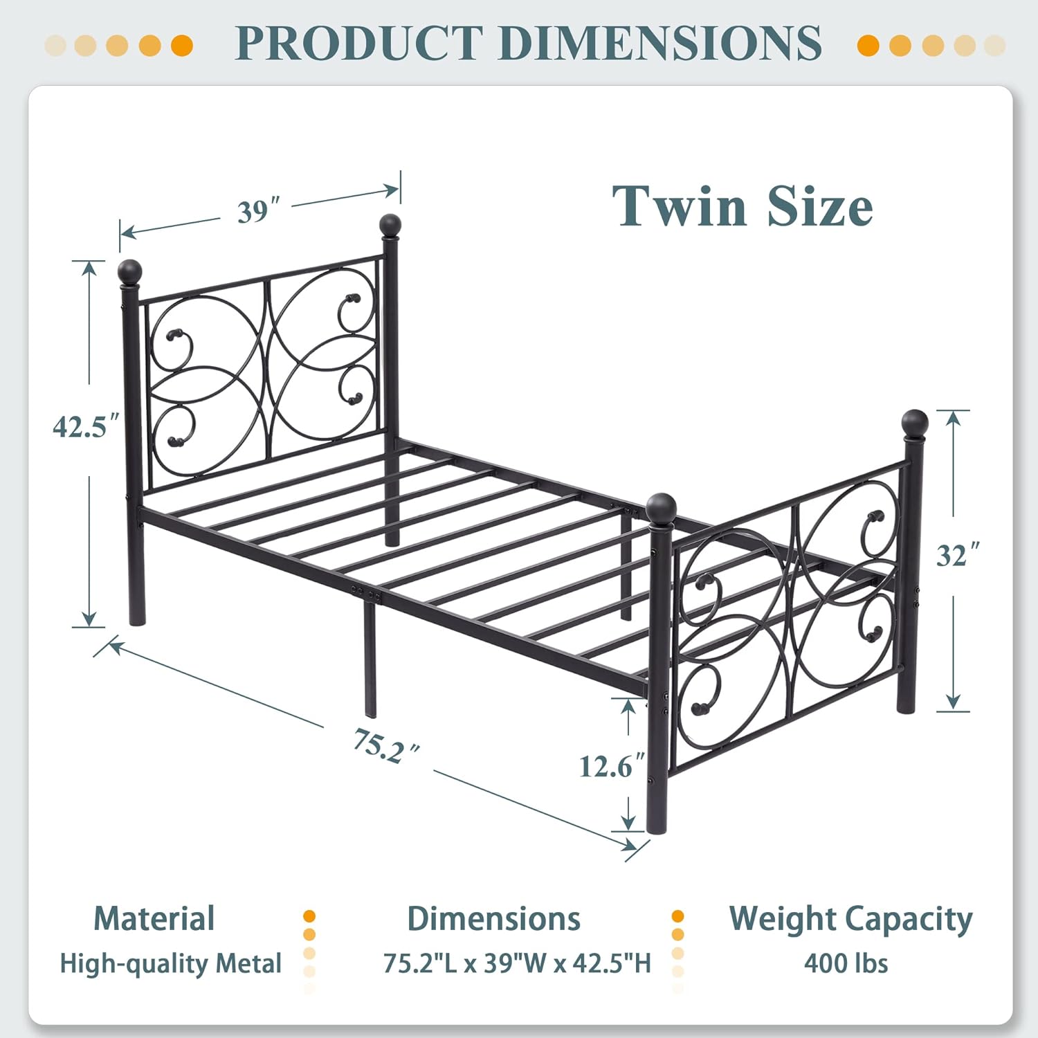 Metal Bed Frame/Mattress Foundation/Box Spring Replacement with