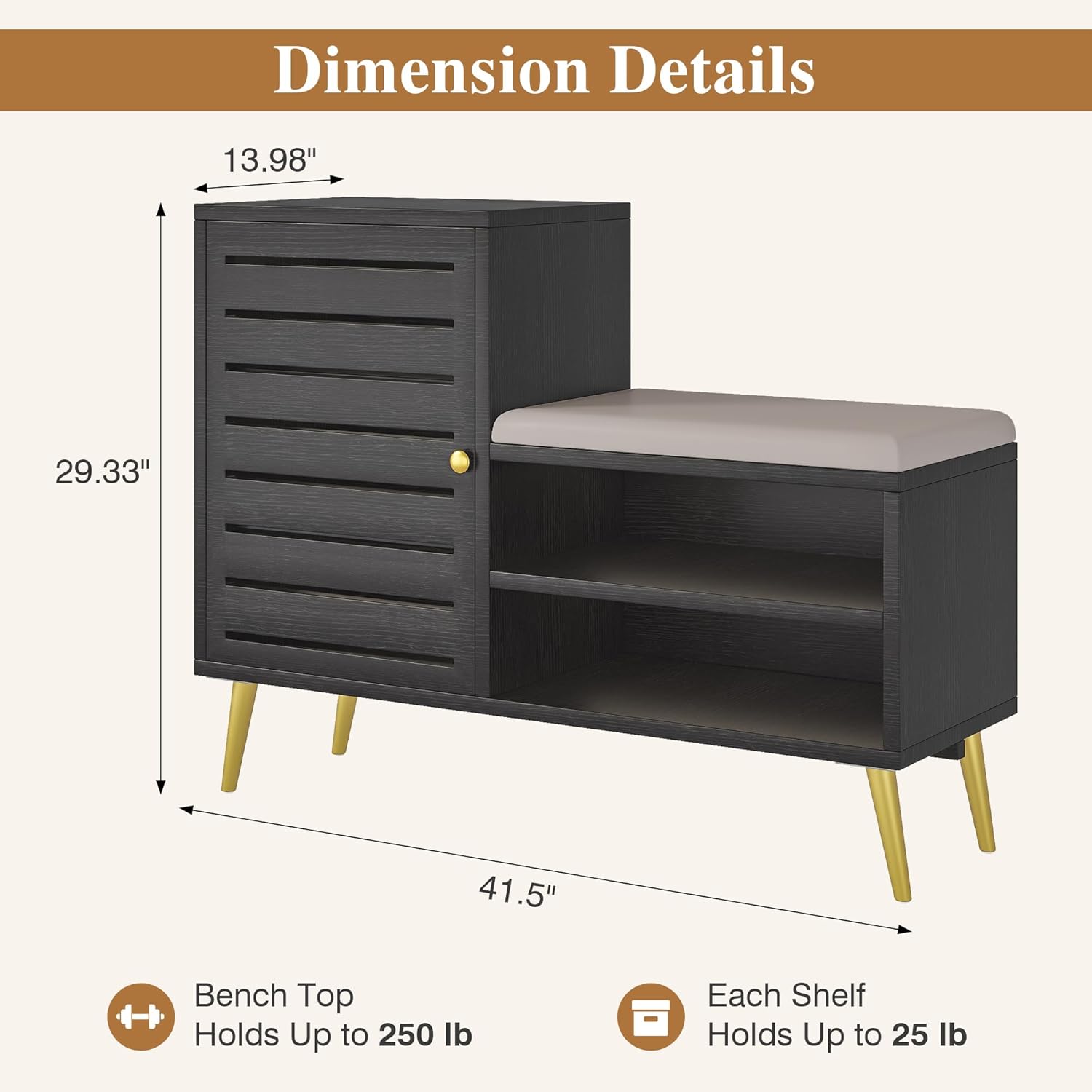 VECELO Shoe Storage Bench with Door&Shelf