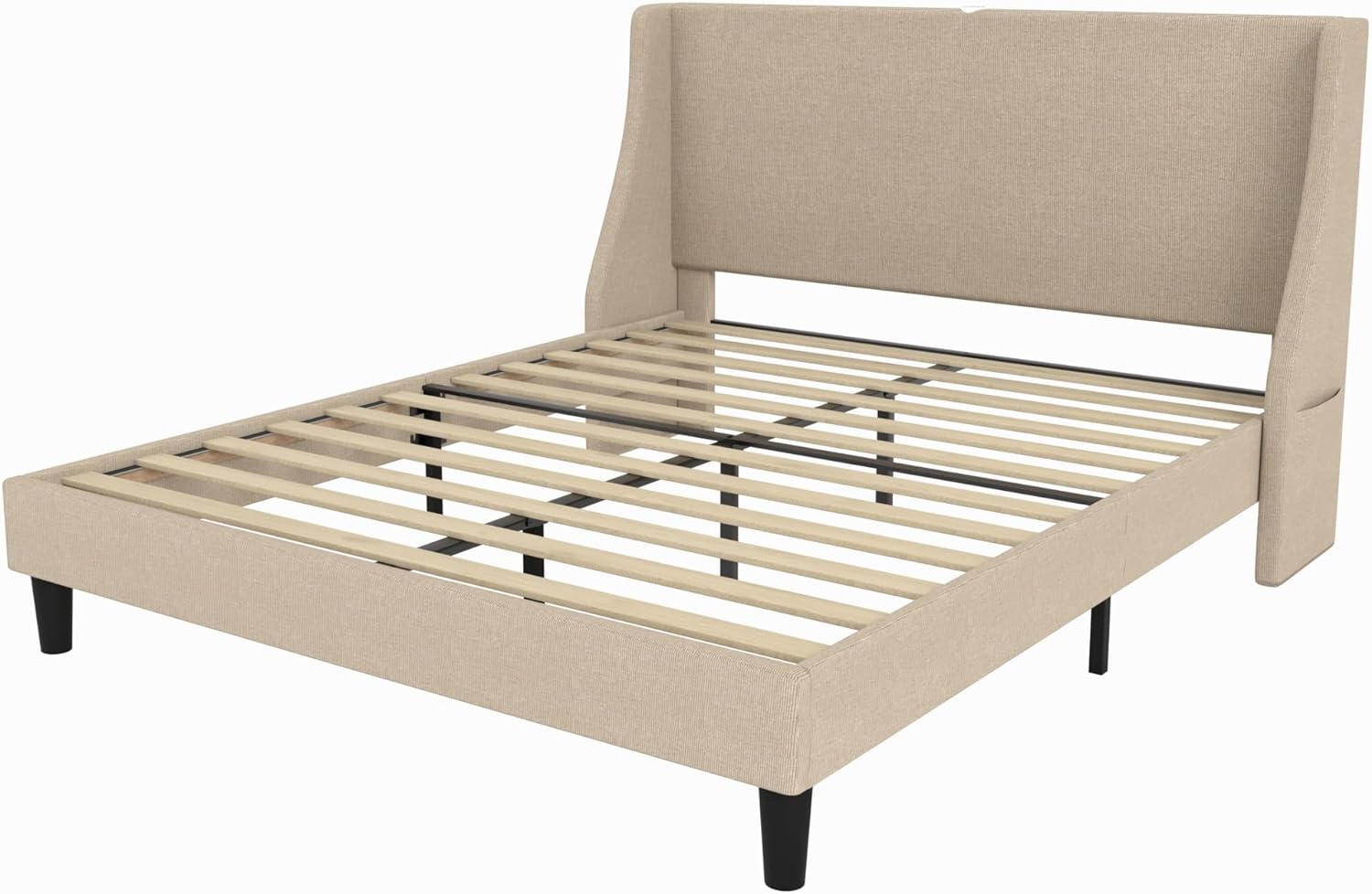 VECELO Bed Frame with Upholstered Wingback Headboard - VECELO