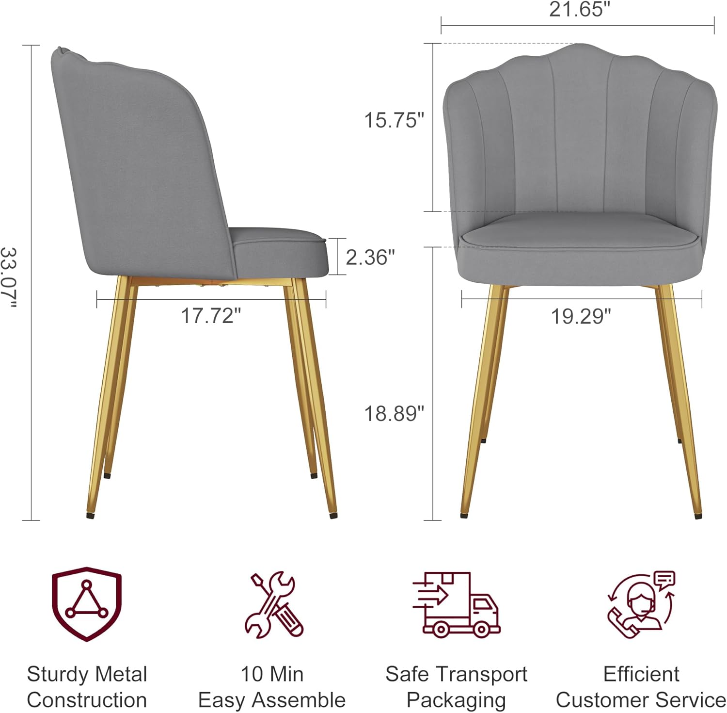 VECELO Velvet Dining Chairs Set of 4
