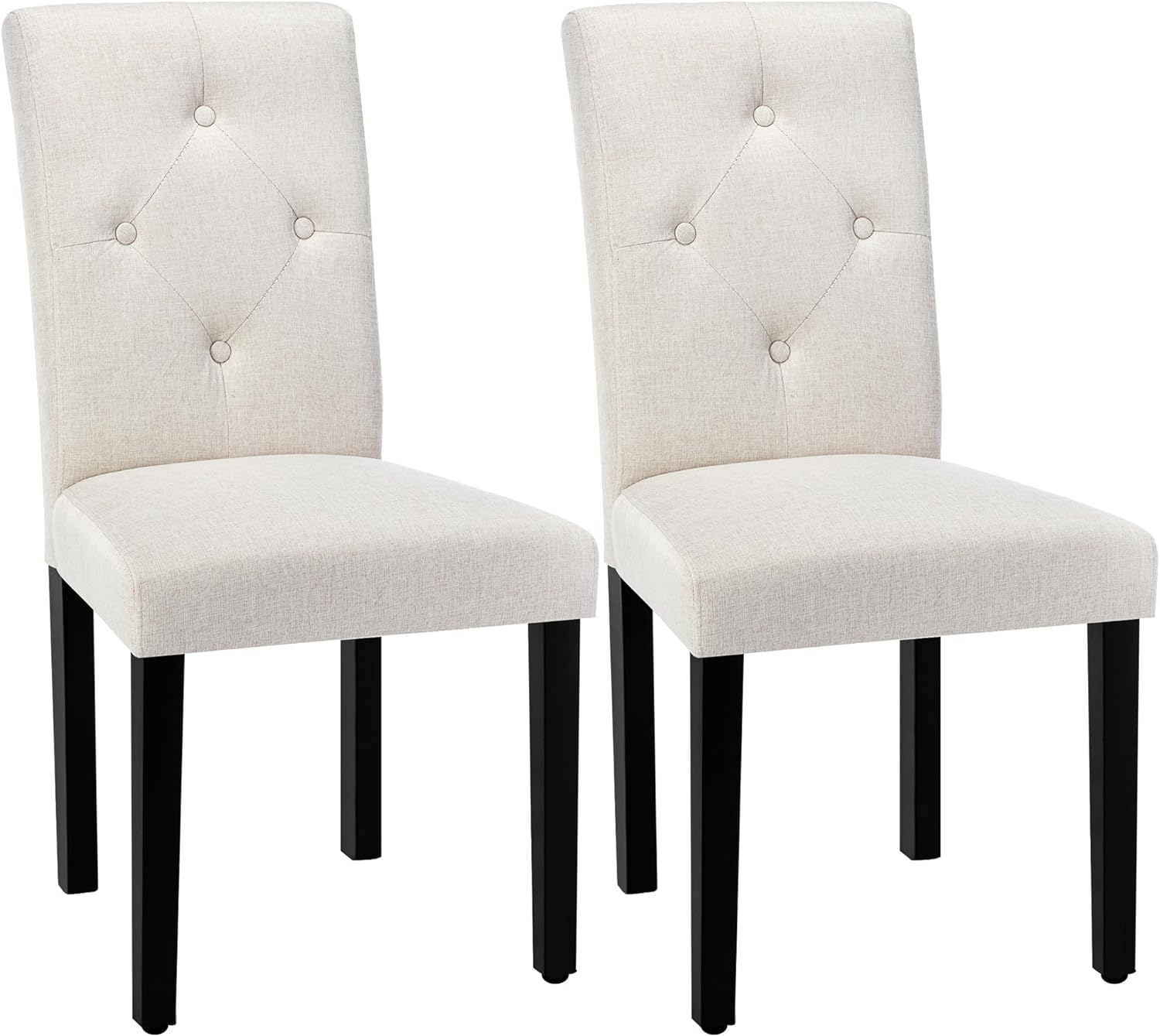 VECELO Upholstered Dining Set of 2 Modern Fabric Dinning Chair with Solid Wood Legs and High Back