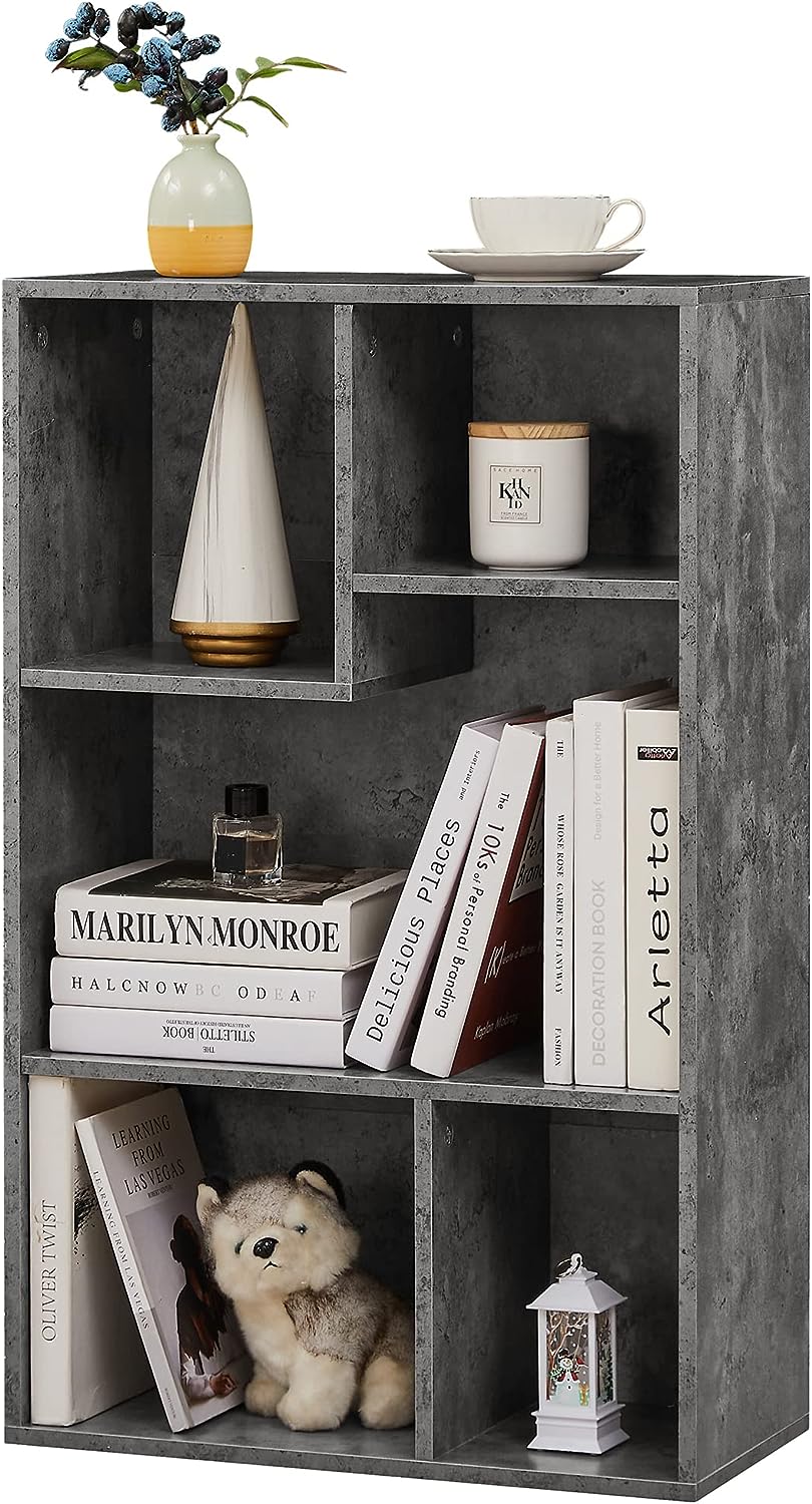 VECELO Modern 3-Tier Small Bookcase, 4 Cube/5 Cube Bookshelf/Storage Organizer for Living Room,Bedroom,Home Office