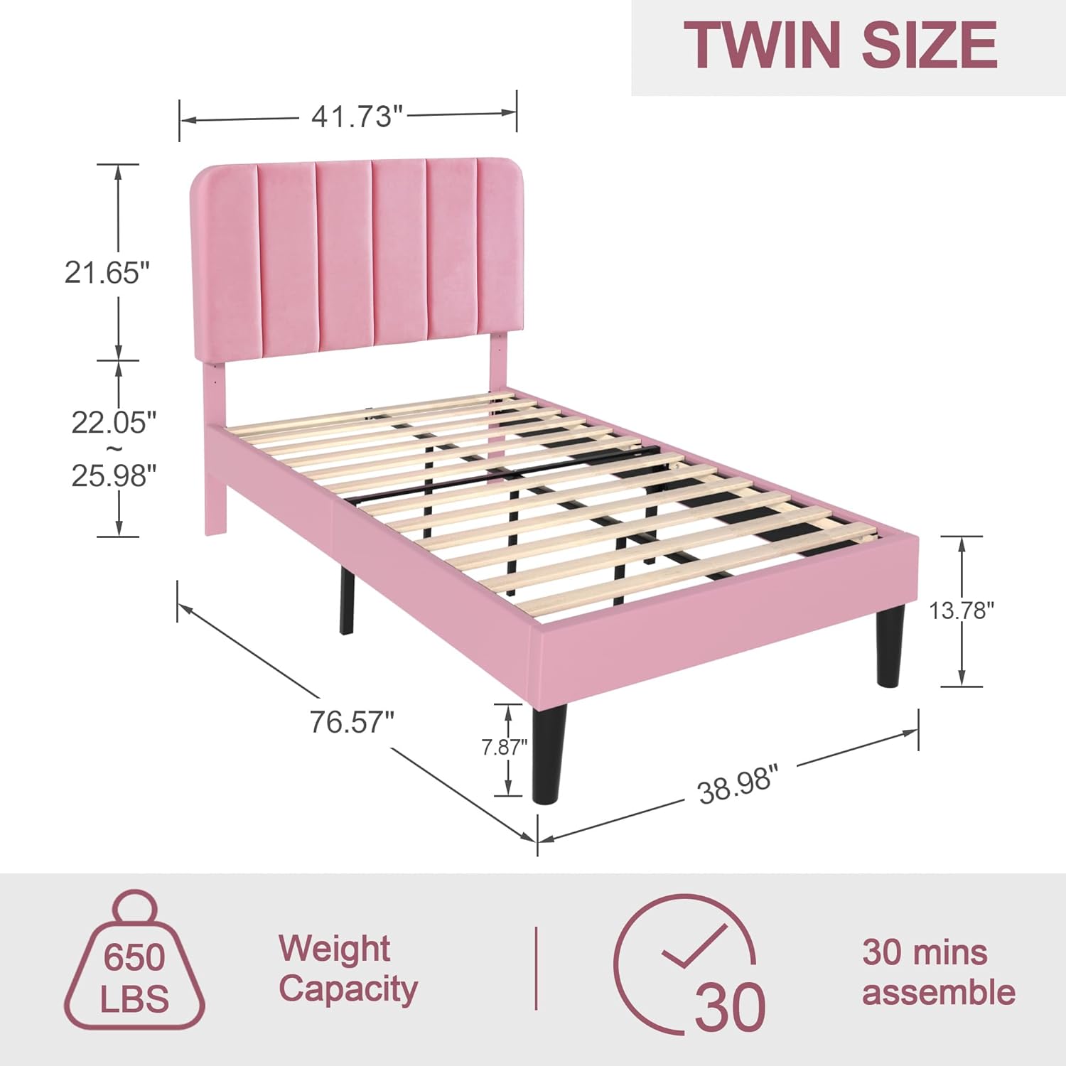 VECELO Upholstered Platform bedframe with Adjustable Headboard