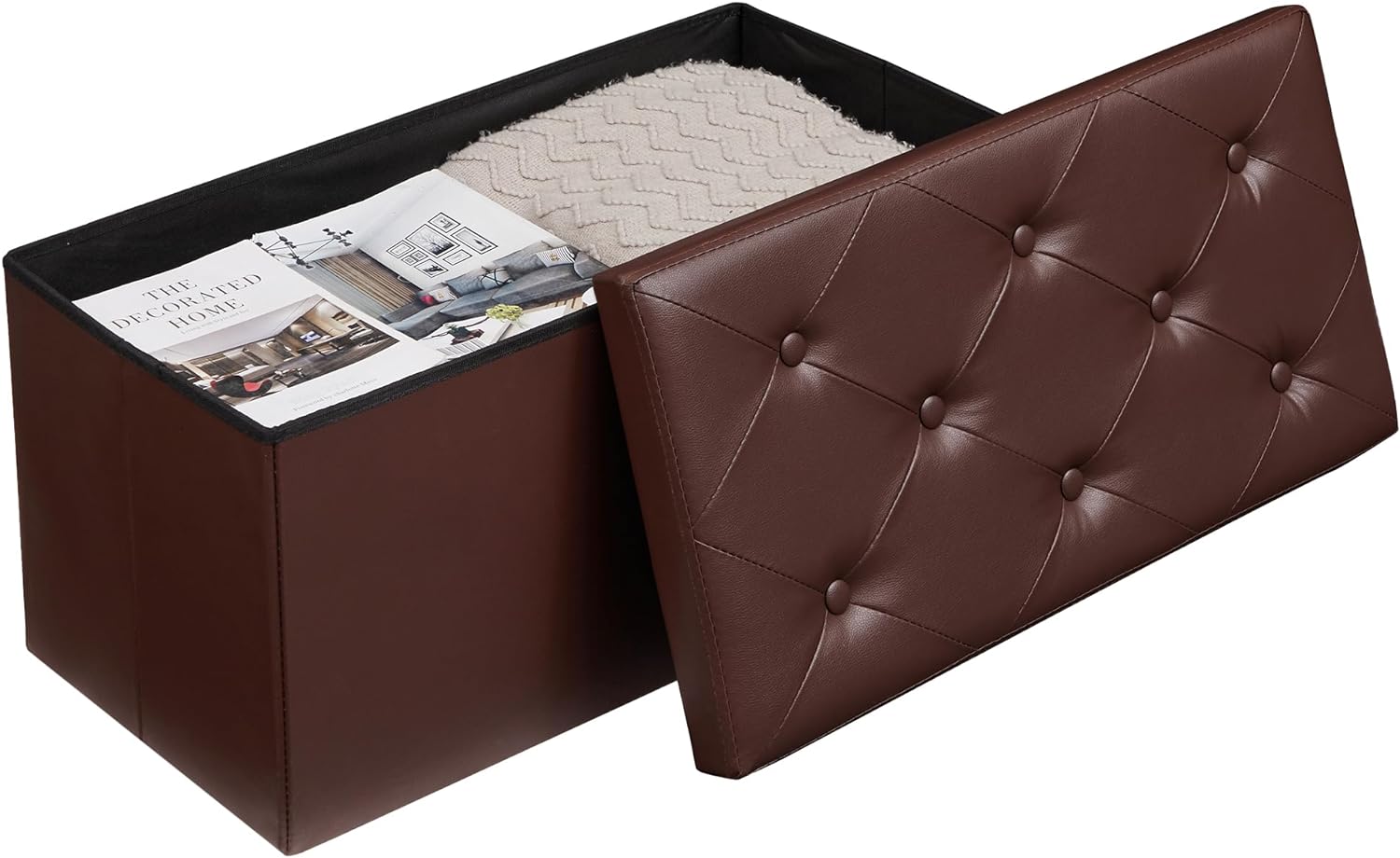 VECELO Storage Ottoman Bench End of Bed 43'' Footstool Footrest Stool Shoestool for Bedroom Hallway Entraway Living Room