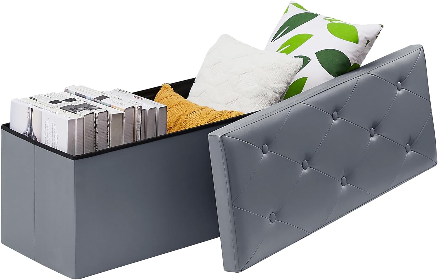 VECELO Storage Ottoman Bench End of Bed 43'' Footstool Footrest Stool Shoestool for Bedroom Hallway Entraway Living Room