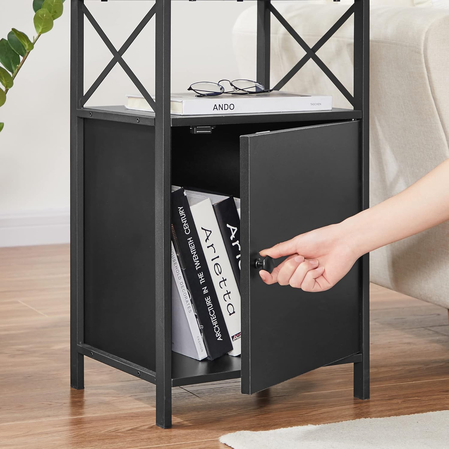 VECELO Tall Side Storage, Large Capacity Bedside Nightstand