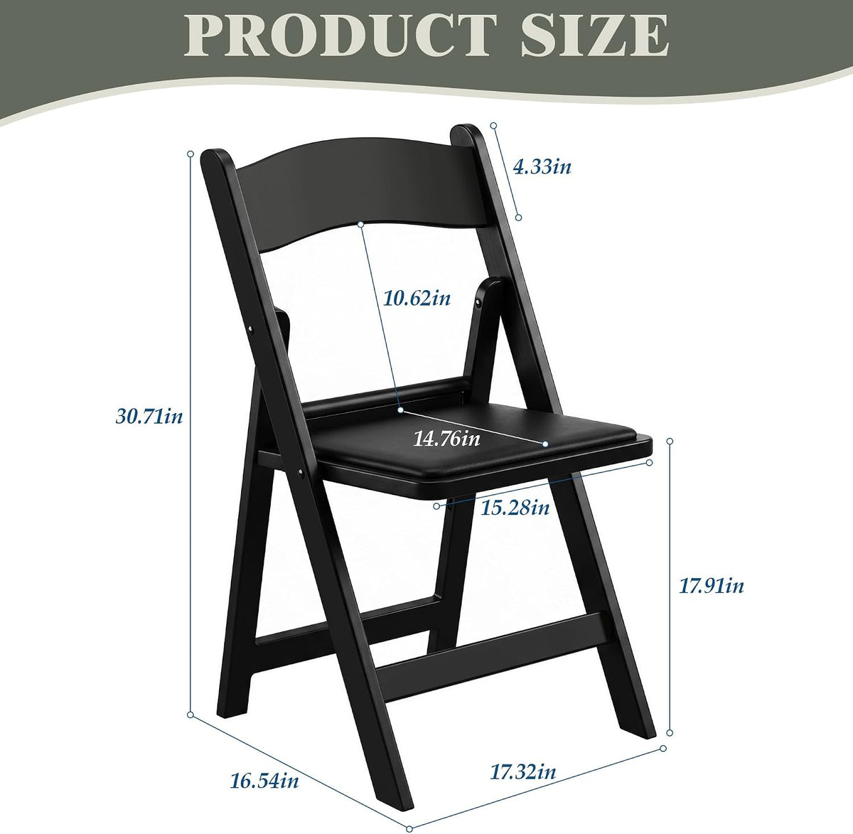 VECELO Folding Chair with Padded Seat  Foldable Resin Dining Chairs for Indoor Outdoor Use