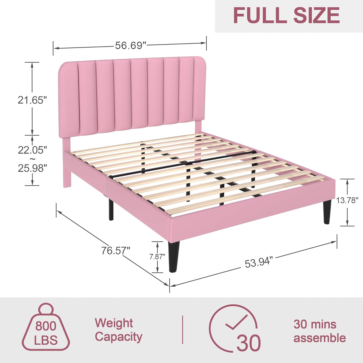 VECELO Upholstered Platform bedframe with Adjustable Headboard