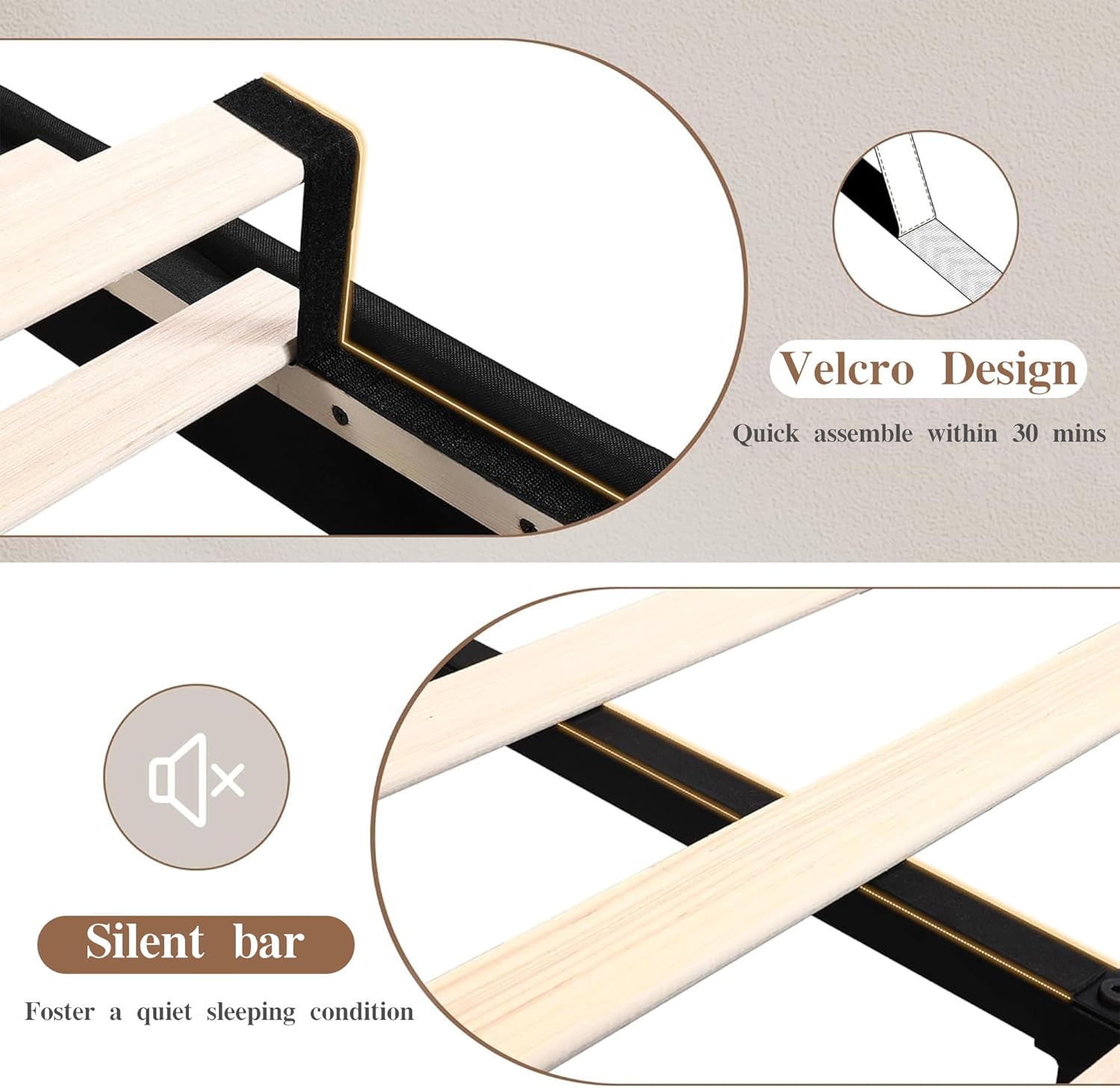 VECELO 2 Sets Twin Bed Frame with Type-C & USB Ports