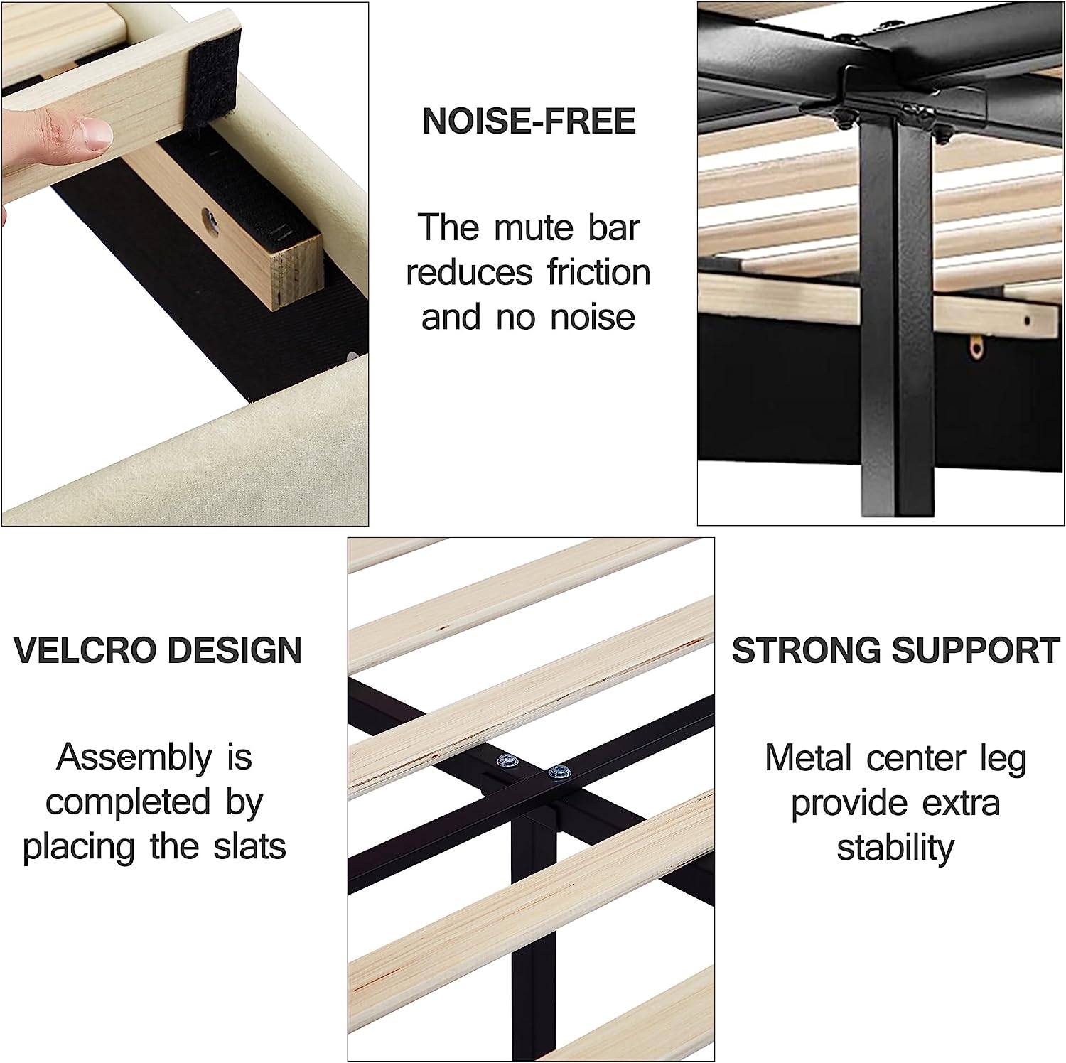 VECELO Upholstered Platform bedframe with Adjustable Headboard