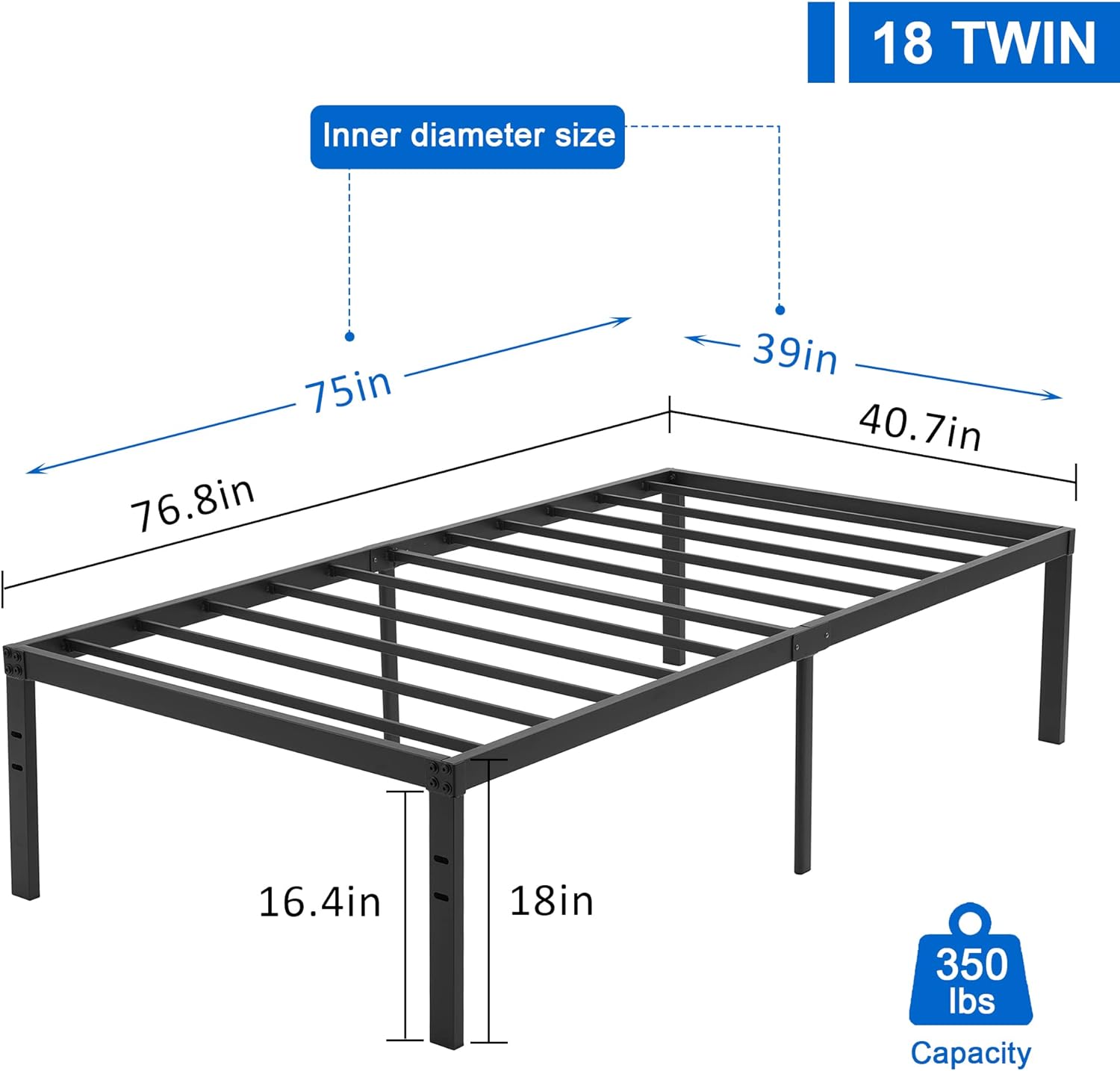 VECELO Metal Platform Bed Frame Heavy Duty Steel Slat, No Box Spring Needed