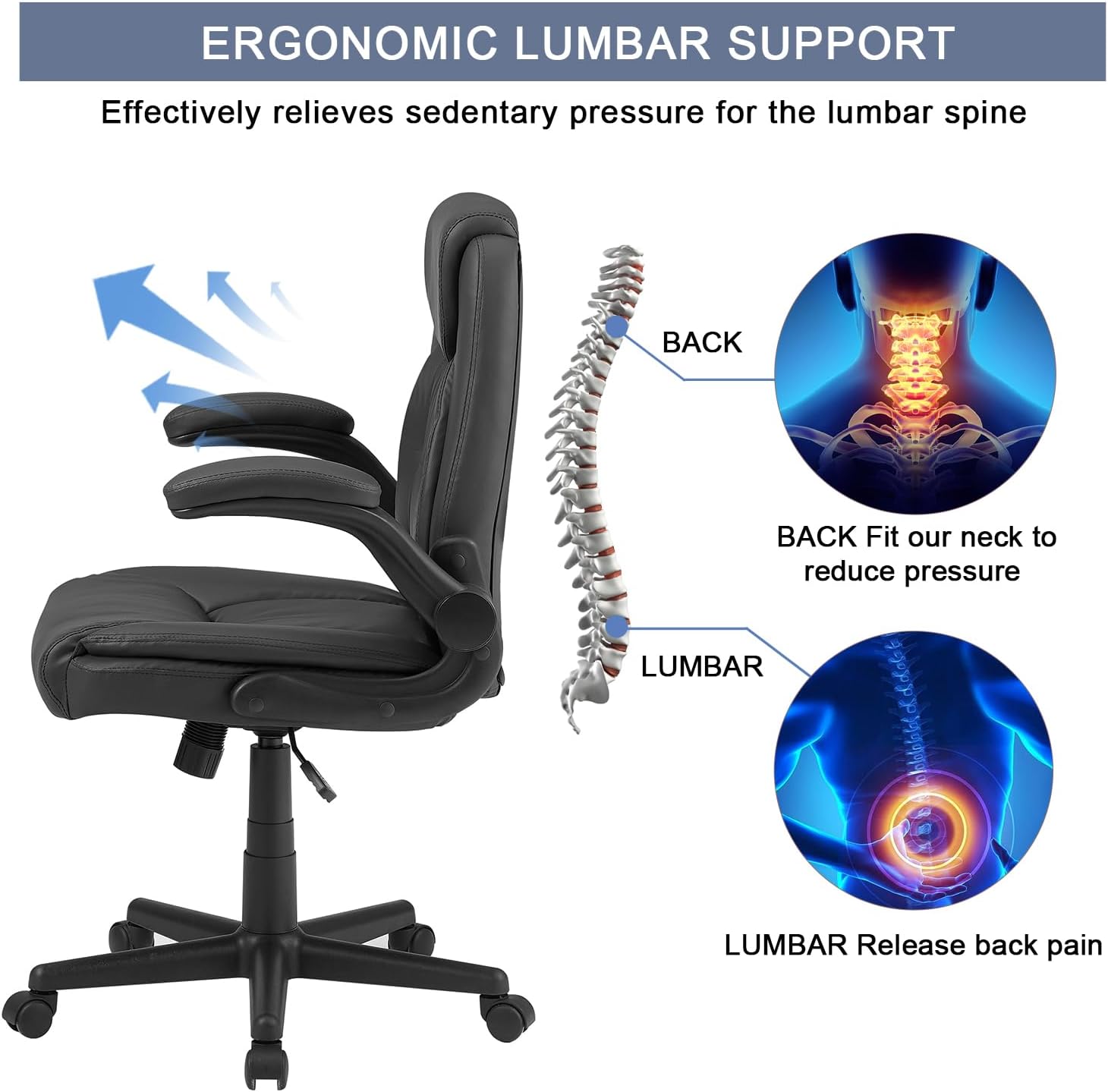 VECELO High Back Ergonomic Office Chair with Adjustable Headrest Armre