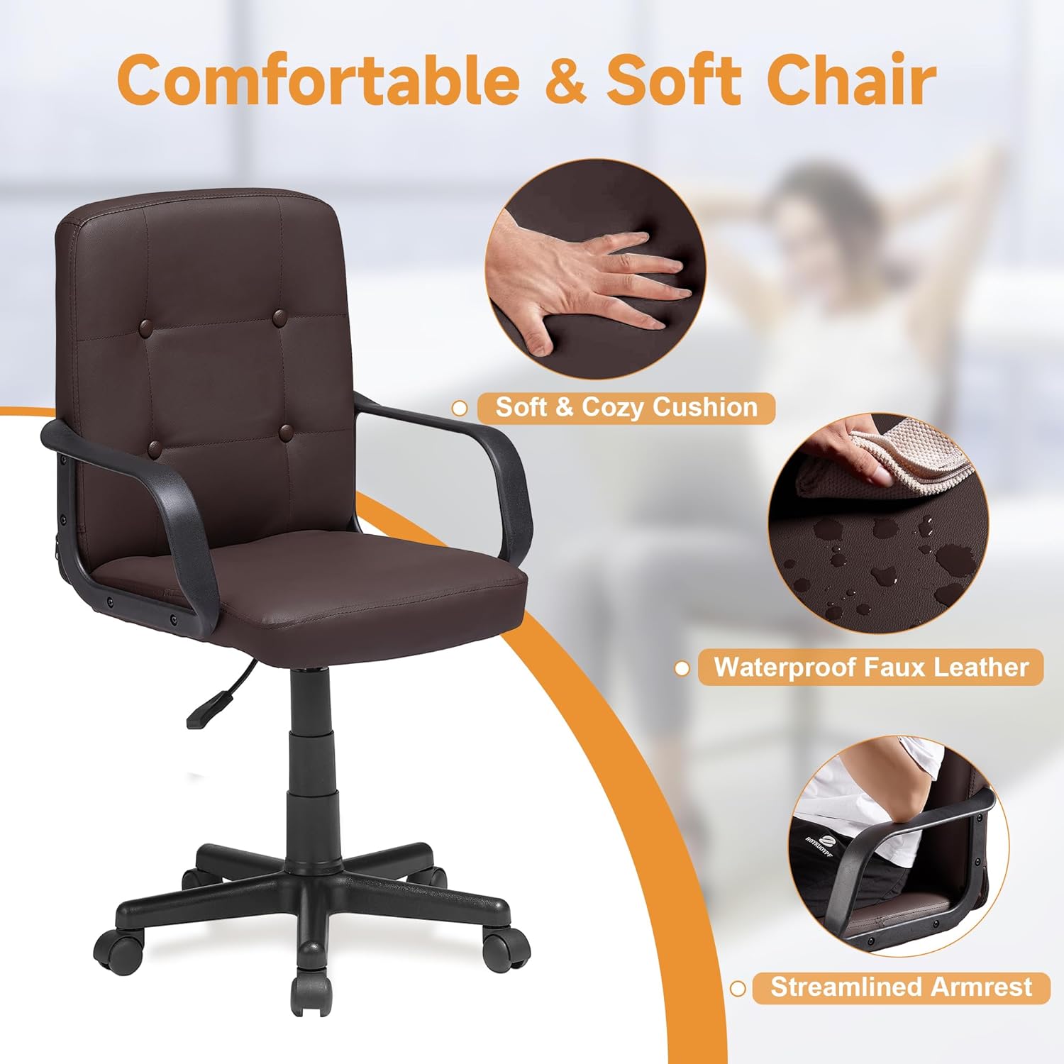 VECELO High Back Ergonomic Office Chair with Adjustable Headrest Armre