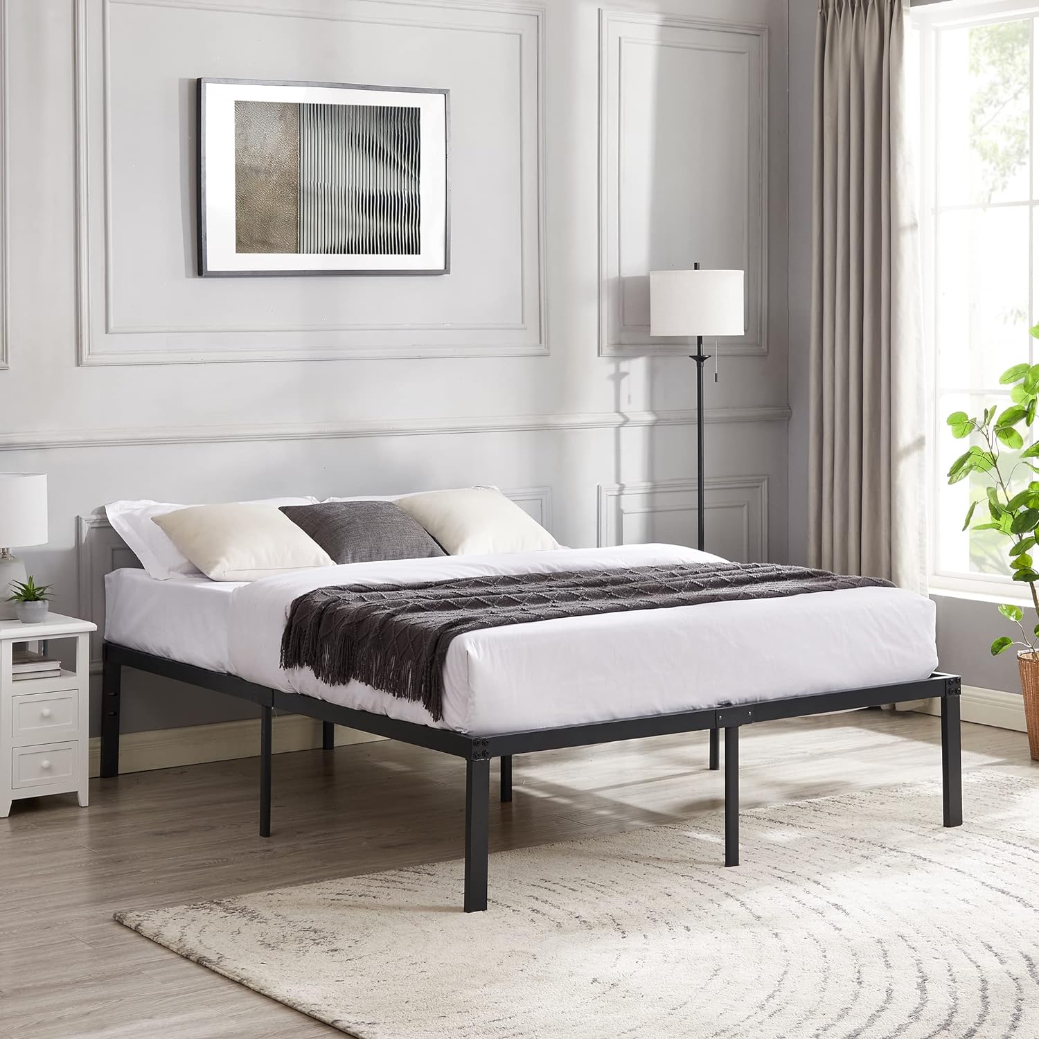 VECELO Metal Platform Bed Frame Heavy Duty Steel Slat, No Box Spring Needed
