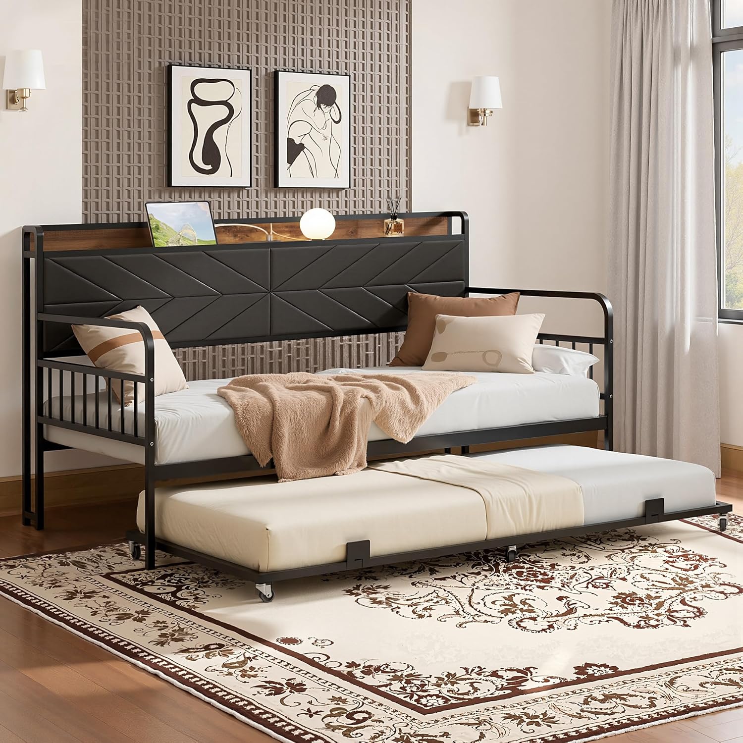 VECELO Twin Daybed with Trundle