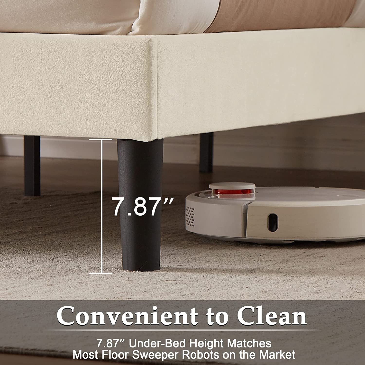 VECELO Bed Frame, Upholstered Platform bedframe with Adjustable Headboard, No Box Spring Needed