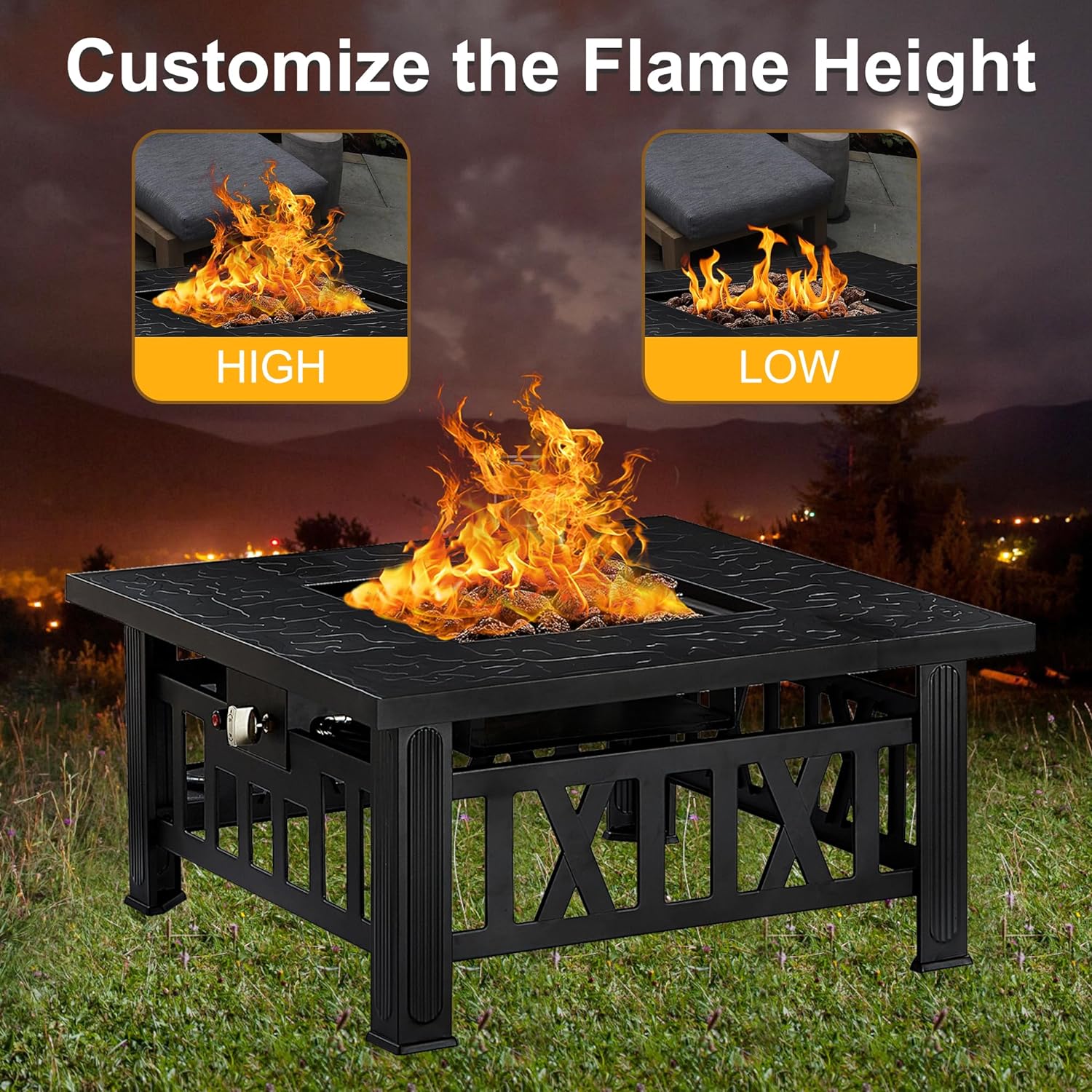VECELO Propane Fire Pit, 30 Inch Outdoor Gas Fire Table