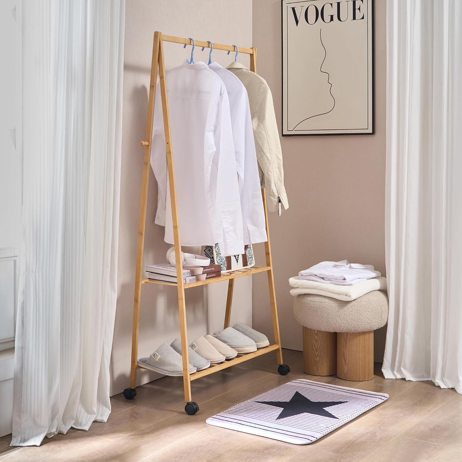 VECELO Coat Rack Freestanding, Entryway Hanger Stand, Umbrella Holder