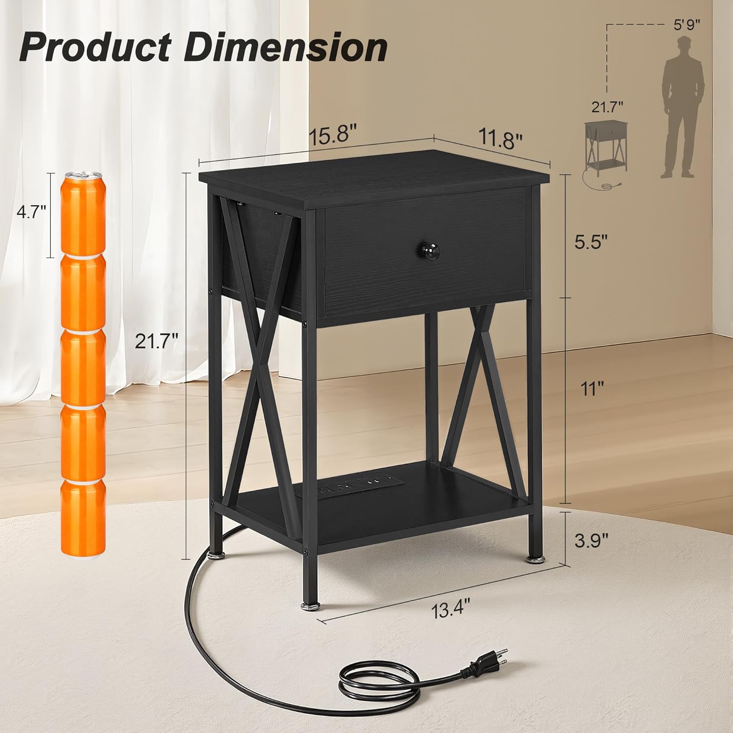 VECELO Nightstand Set of 2