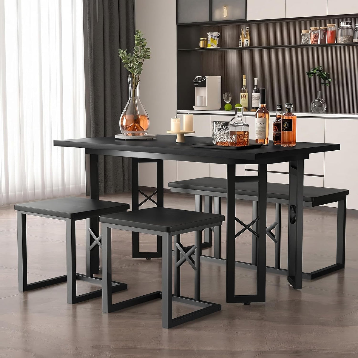 VECELO 43.3" Dining Table Set for 4